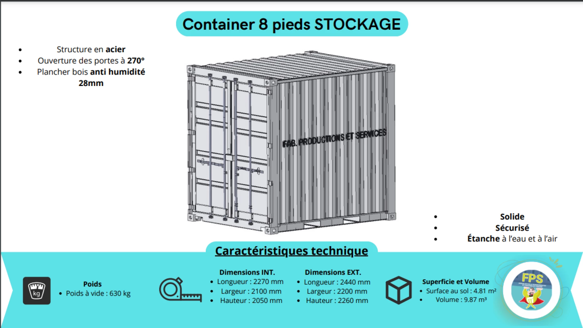 Container de stockage 2m