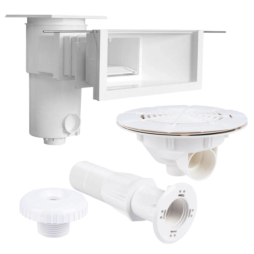 Piscine en kit polystyrène, 6 x 3,5 x 1,5m, escalier gauche & plage - kit complet