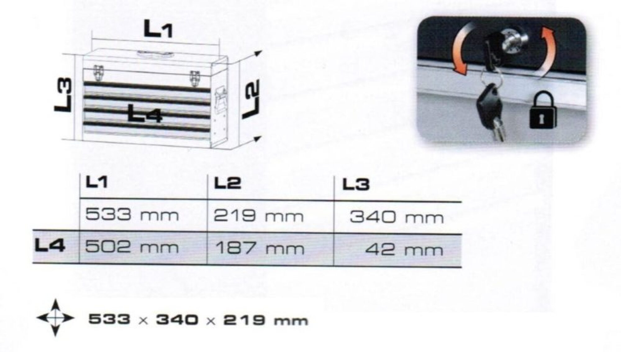 Coffre à outils KRAFTWERK avec tiroirs + 1 compartiment 1046E