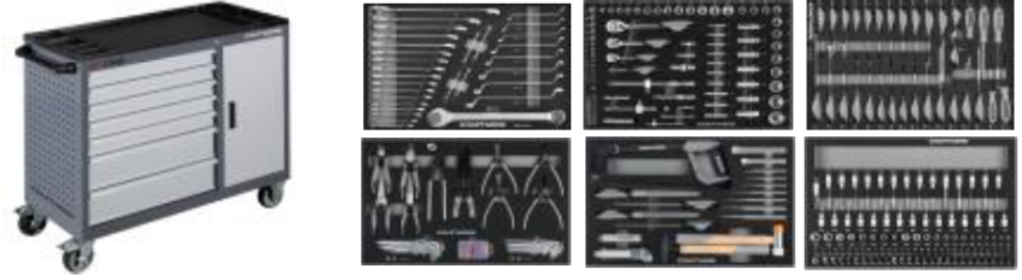 Servante d'atelier BT1100, 7 tiroirs + 1 armoire avec 360 outils Basic Line KRAFTWERK