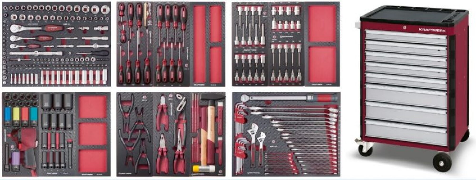 Servante d'atelier 8 tiroirs (P308) équipée de 276 outils KRAFTWERK