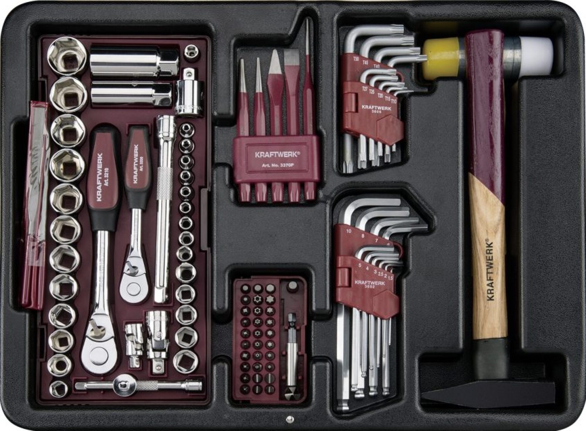 Valise équipée de 185 outils professionnels 1/4″-3/8″ (P300) KRAFTWERK