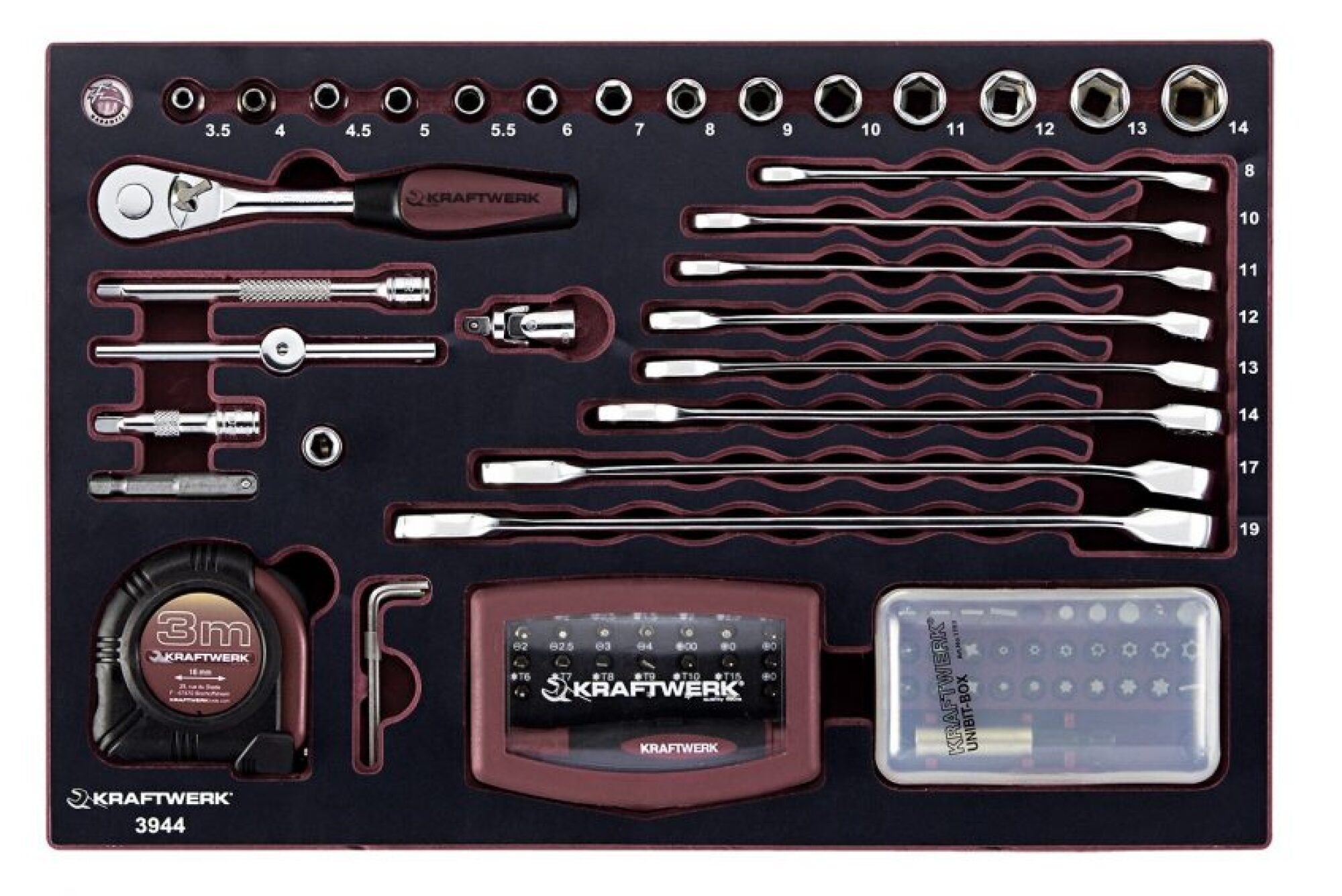 Coffret équipé 123 outils 1/4″ KRAFTWERK