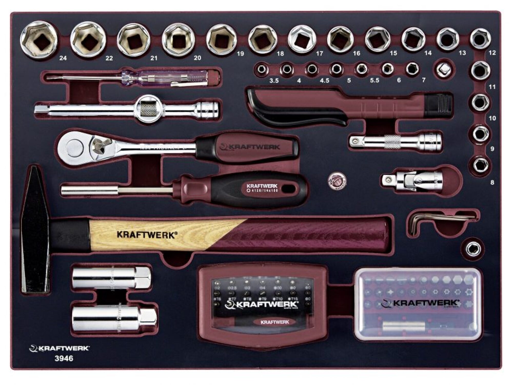 Coffret équipé 151 outils 1/4″ – 3/8″ KRAFTWERK