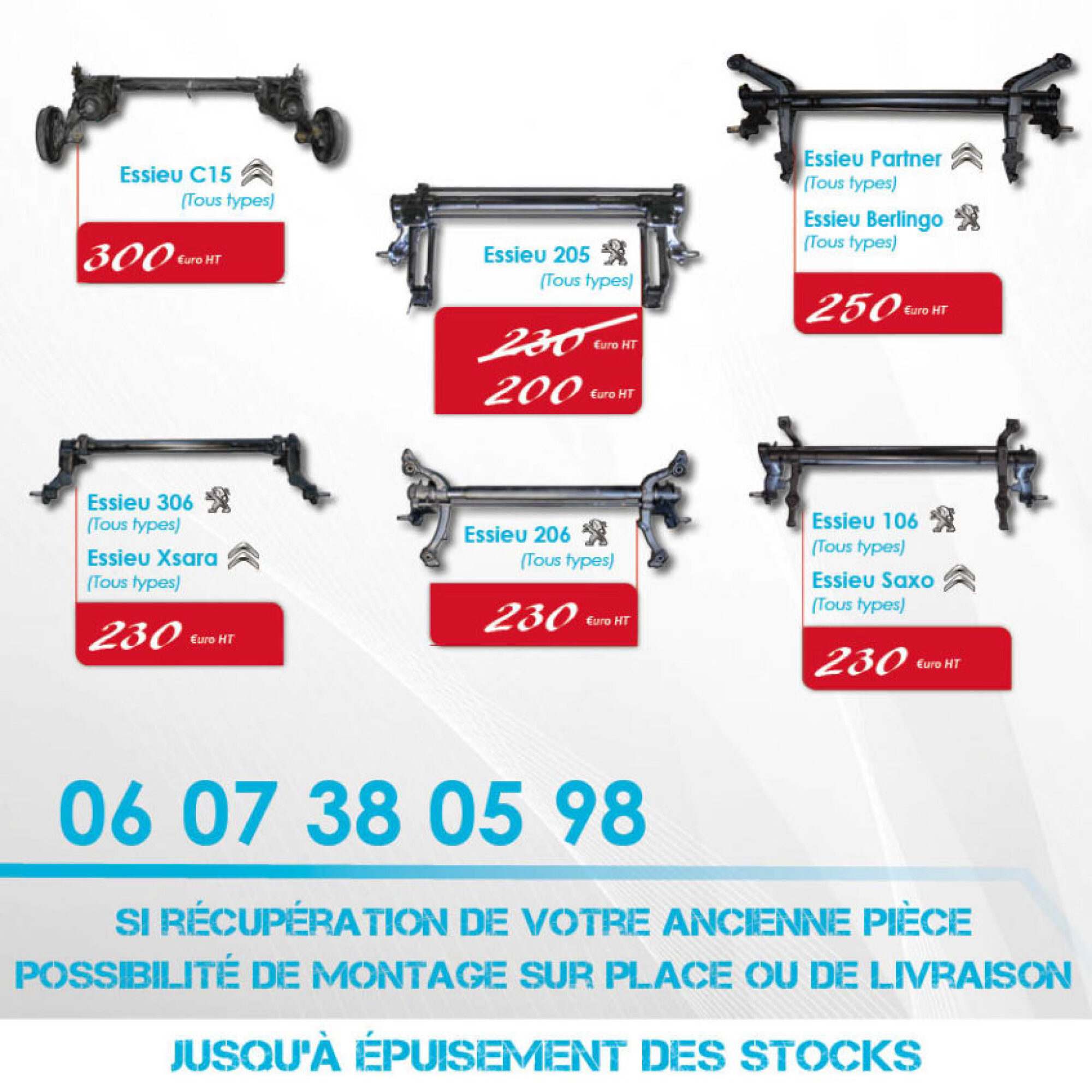 Essieu arrière et montage