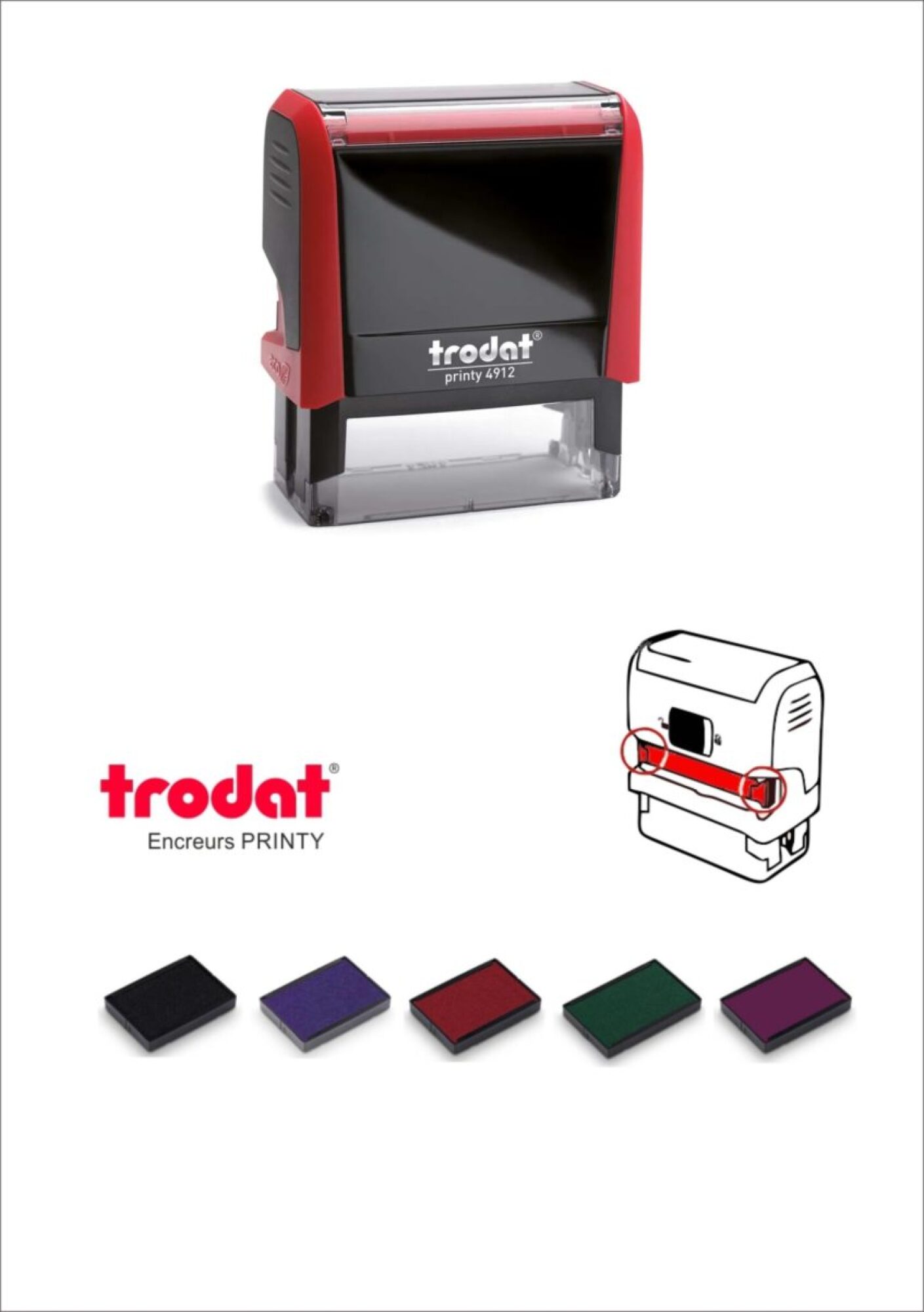 Vente tampon encreur caoutchouc 4 ou 5 lignes