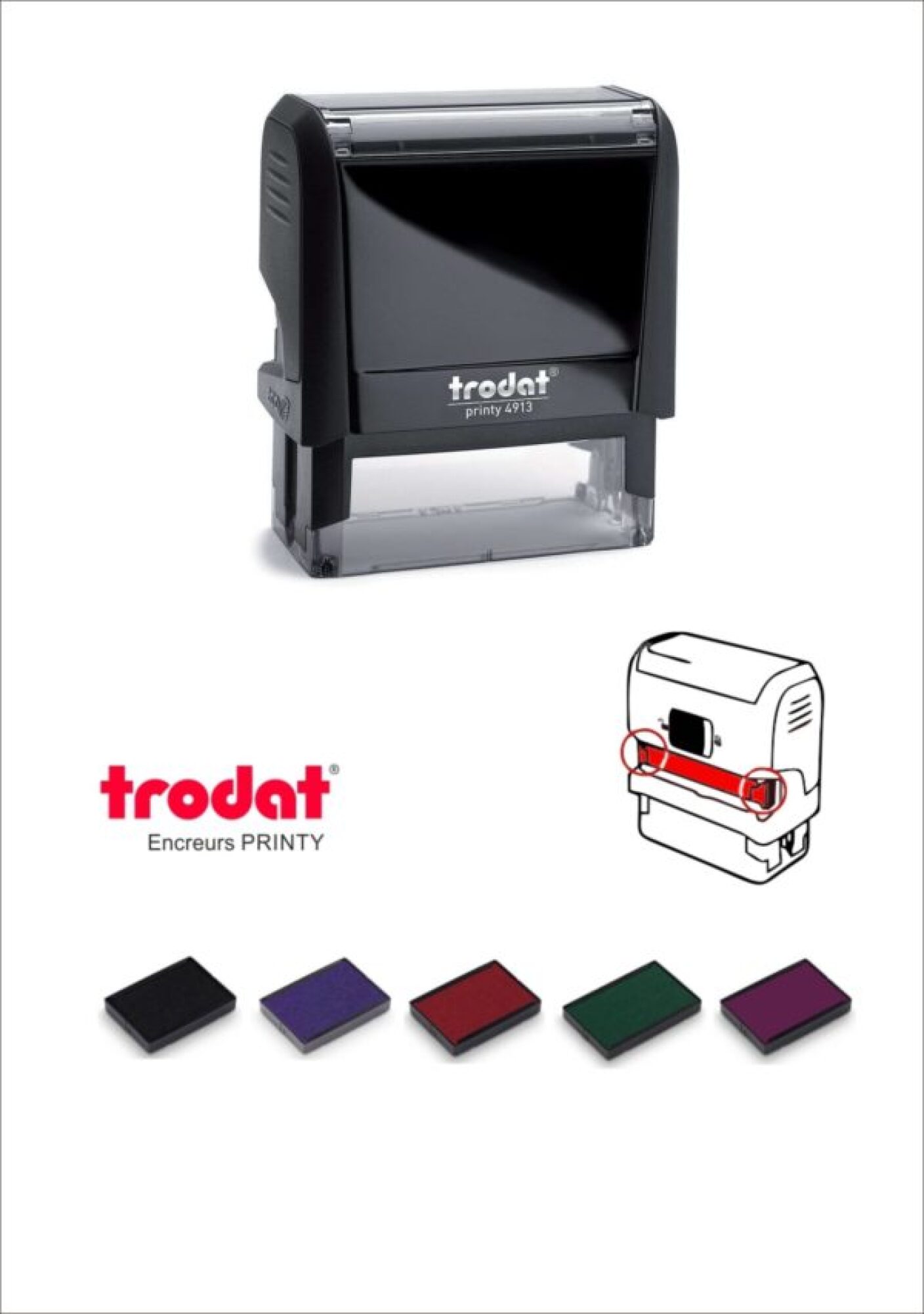 Vente tampon encreur caoutchouc 5 ou 6 lignes