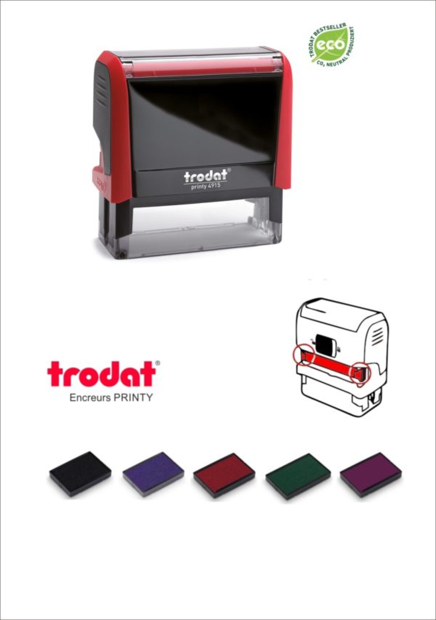 Vente tampon encreur caoutchouc 6 ou 7 lignes grande taille