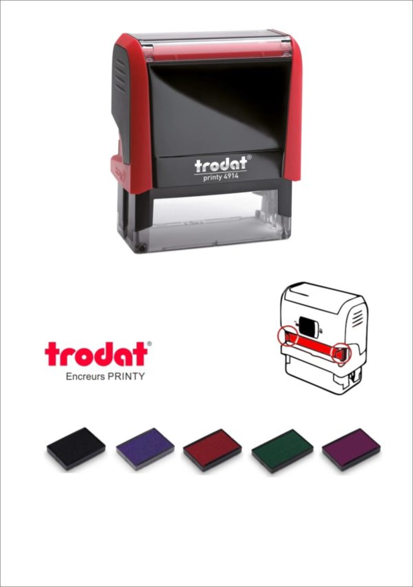 Vente tampon encreur caoutchouc 6 ou 7 lignes petite taille