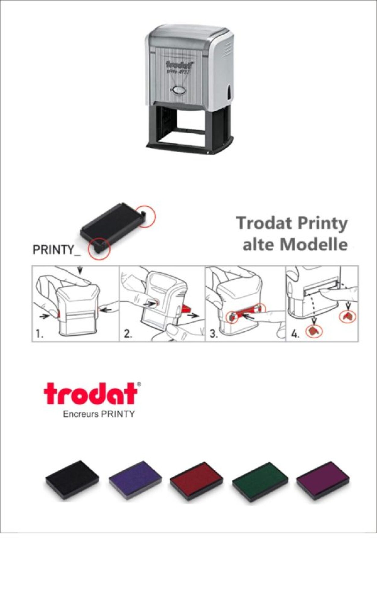 Vente tampon encreur caoutchouc 7 ou 8 lignes