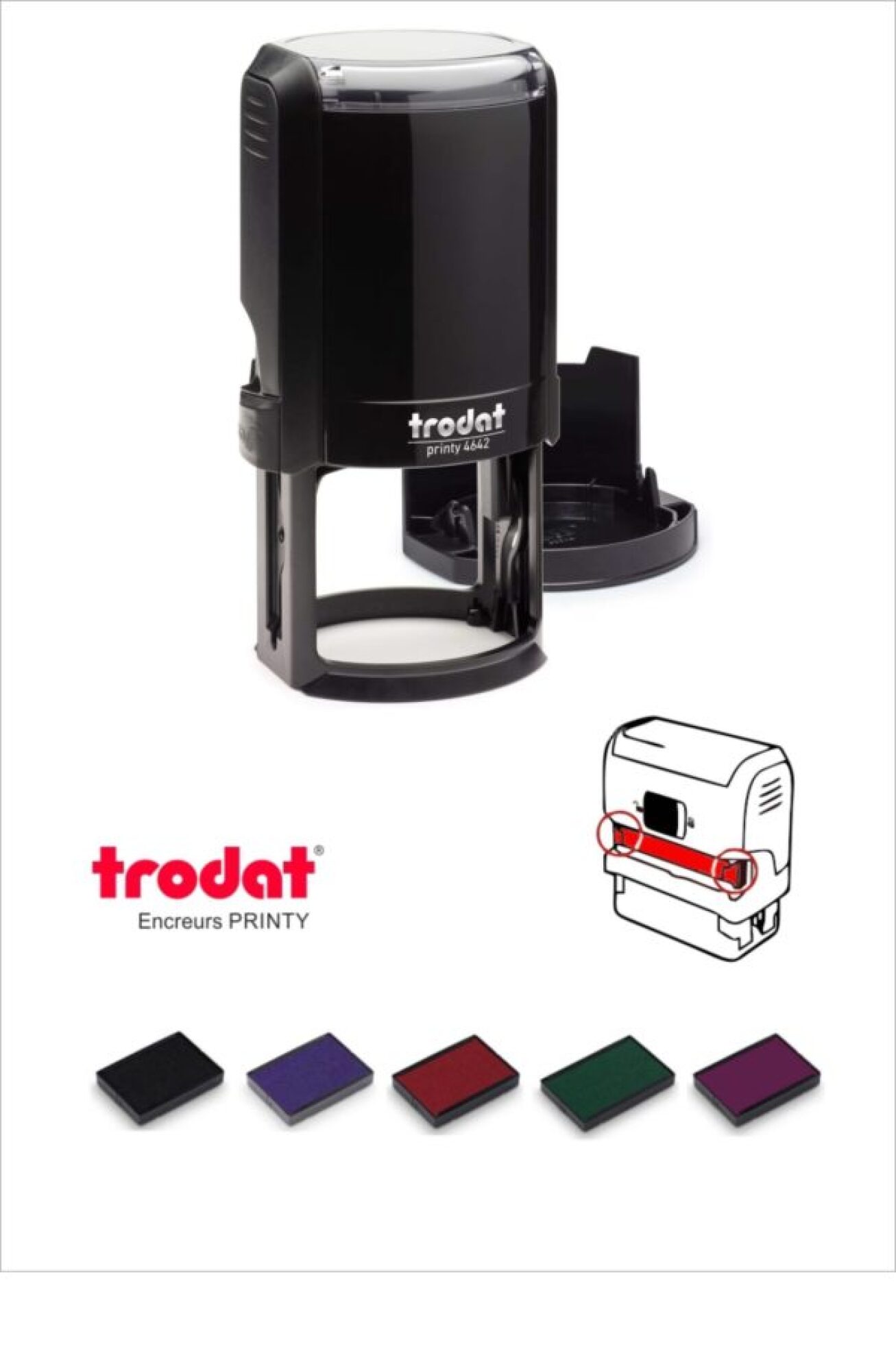 Vente tampon encreur caoutchouc 8 lignes ou logo