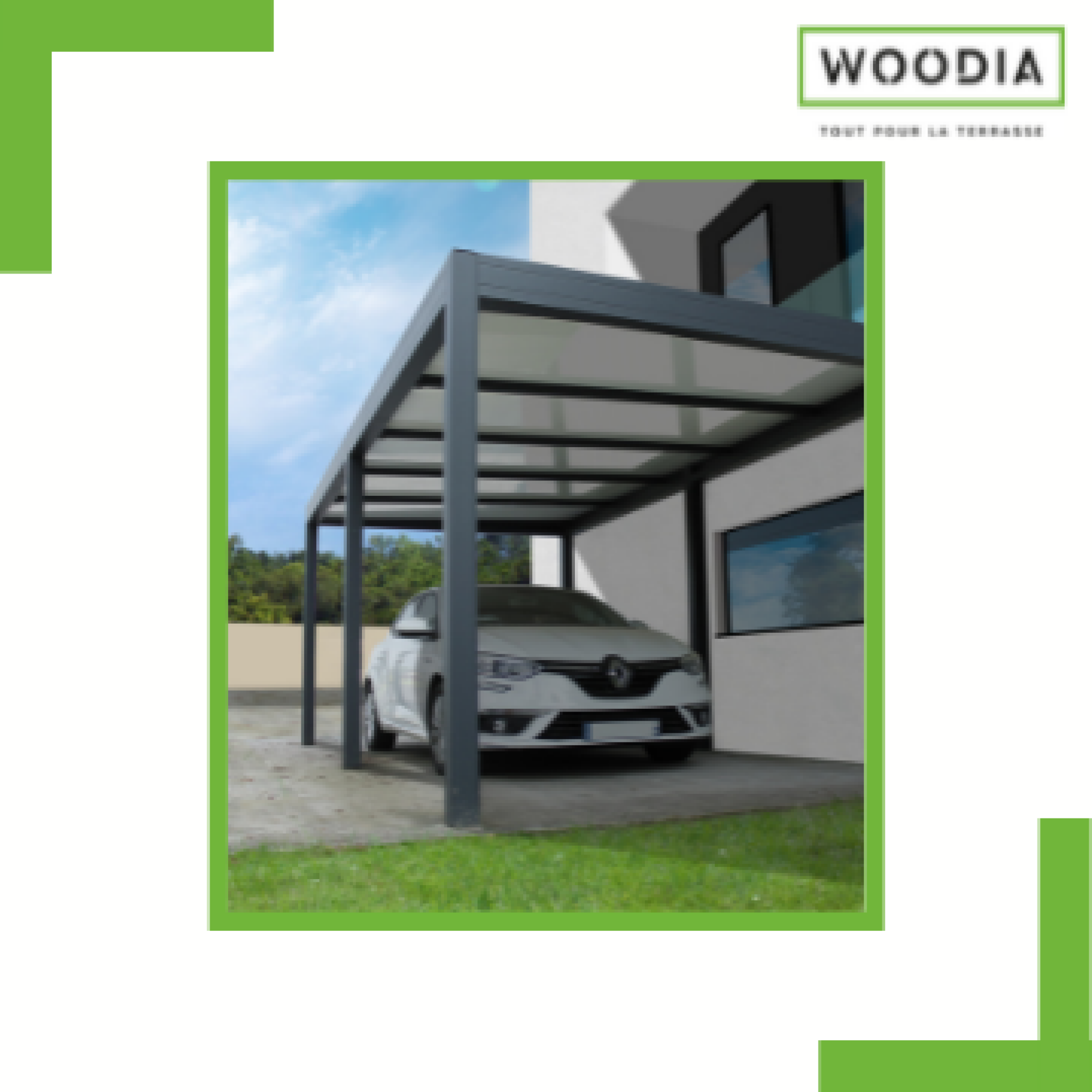 Carport en aluminium toiture en polycarbonate