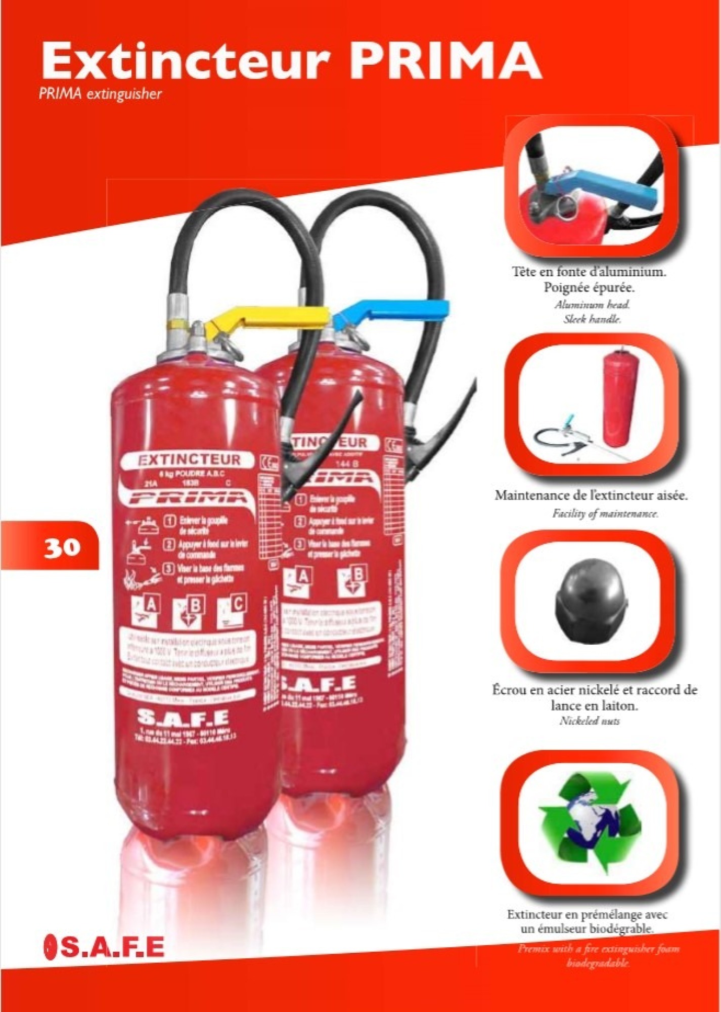 Extincteur poudre ABC pression auxiliaire