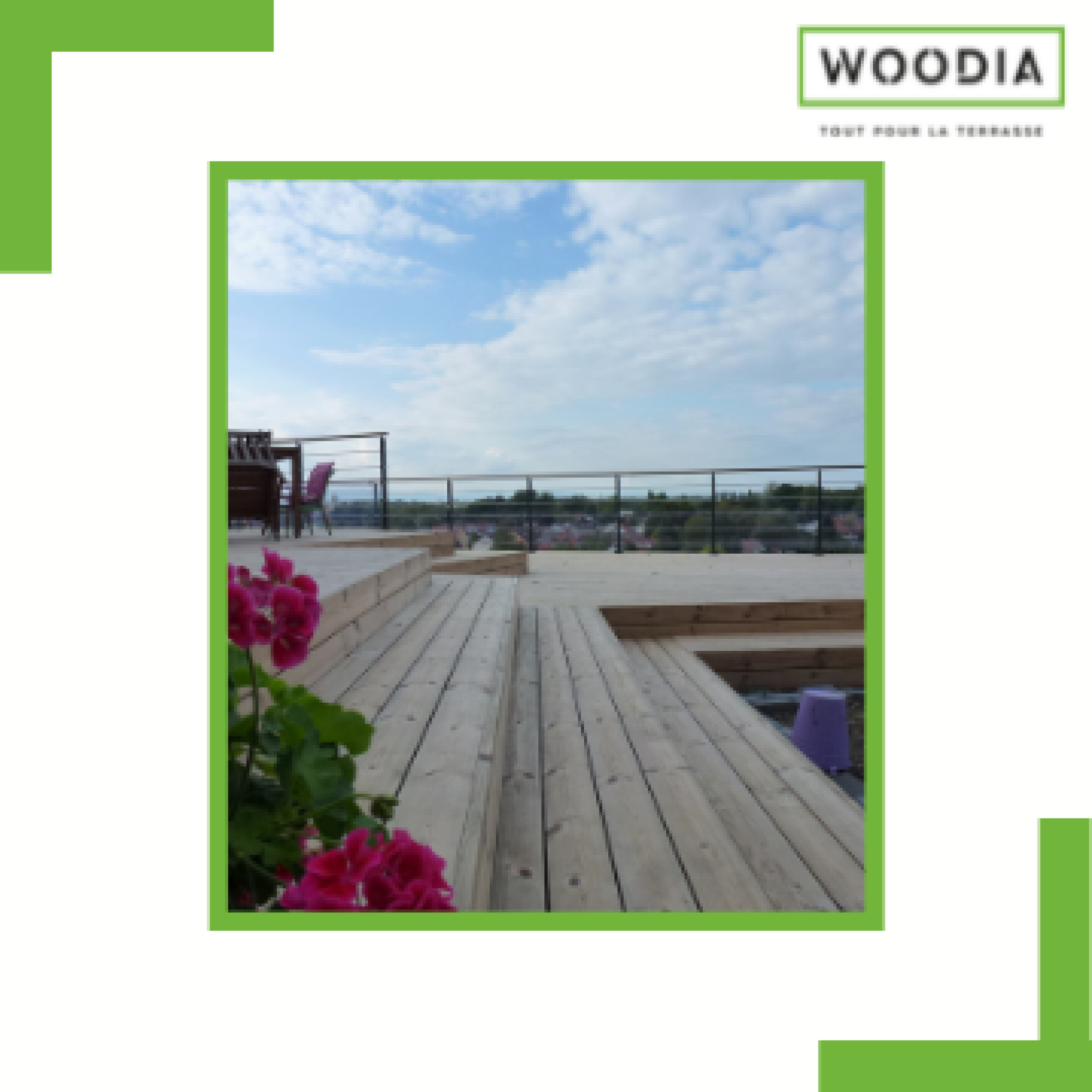 Terrasse sur sol dur en Thermopin de 23M2