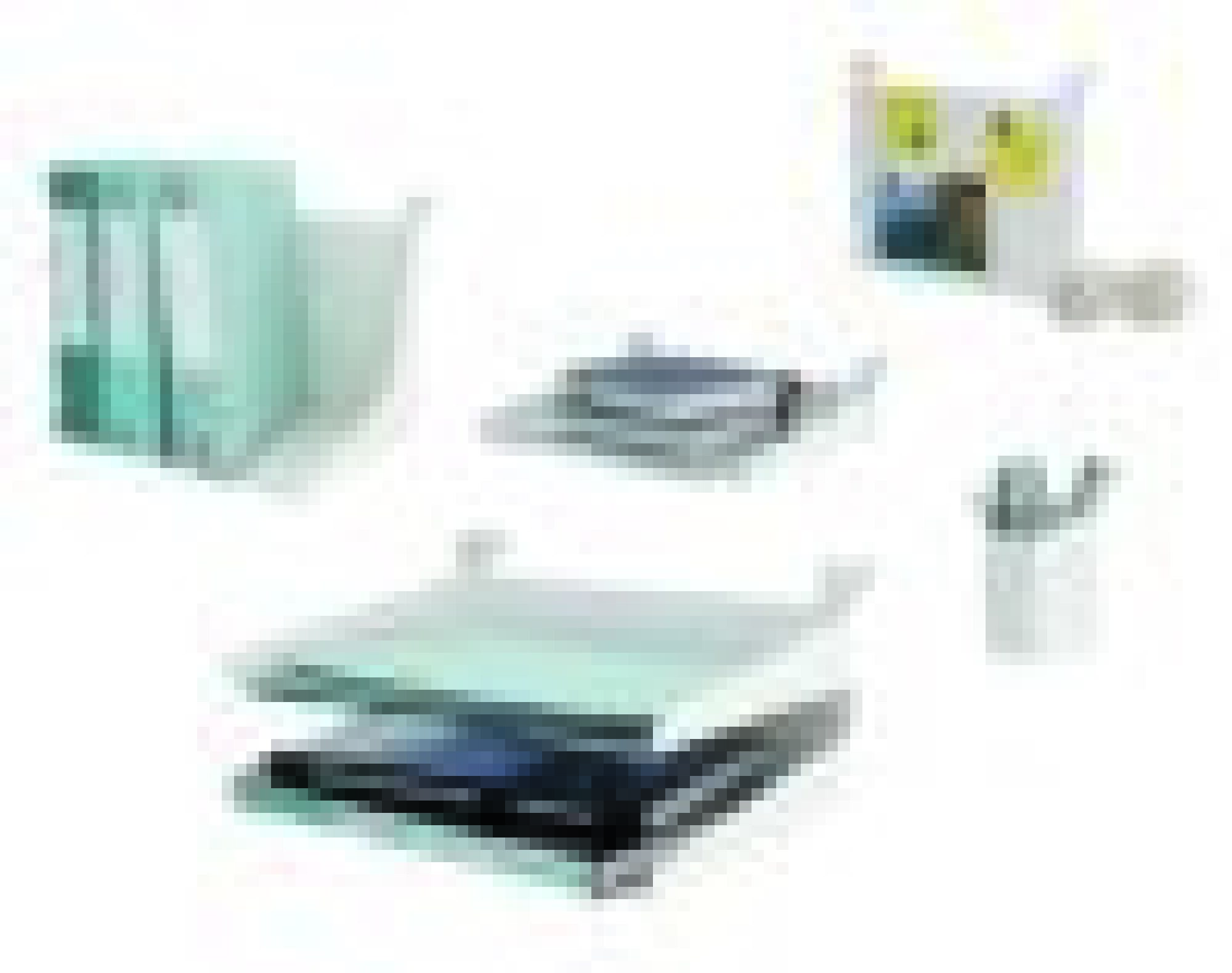 Bac double métallique suspendu sur panneau écrans