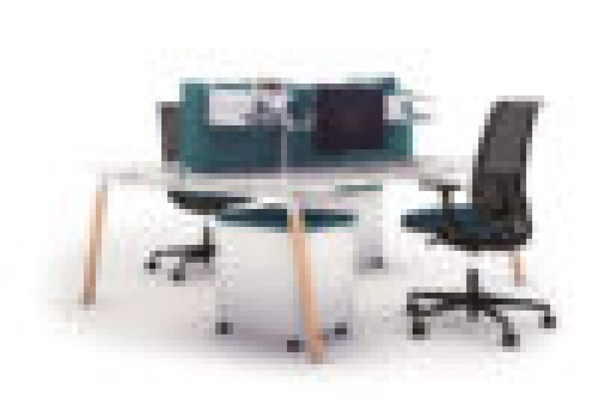 Bac double métallique suspendu sur panneau écrans