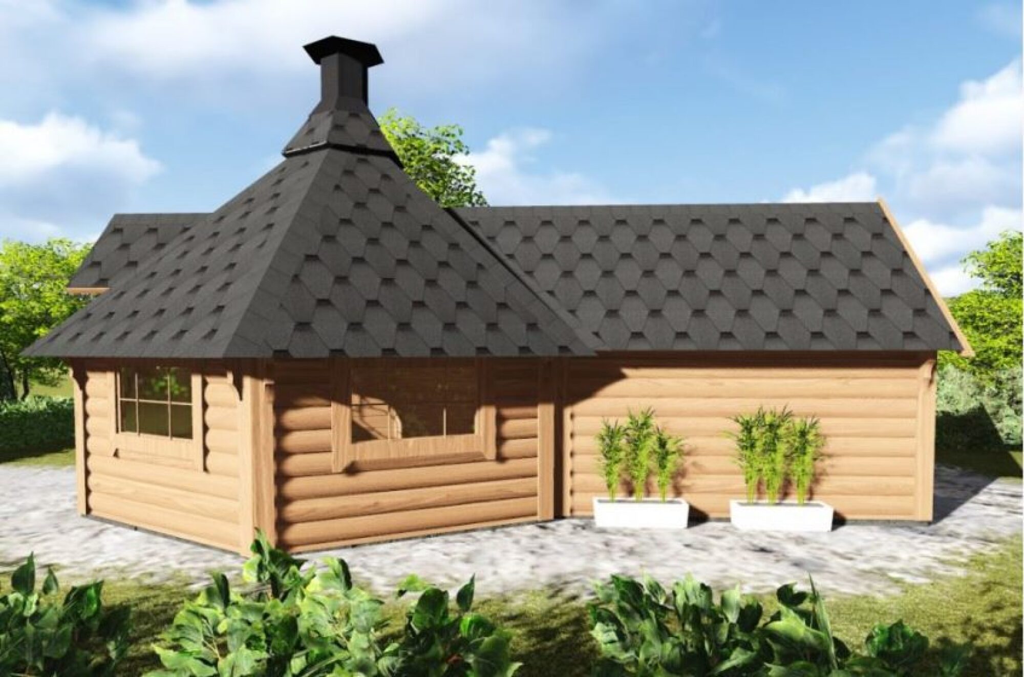 Kota mixte grille extension sauna 9.2 M²