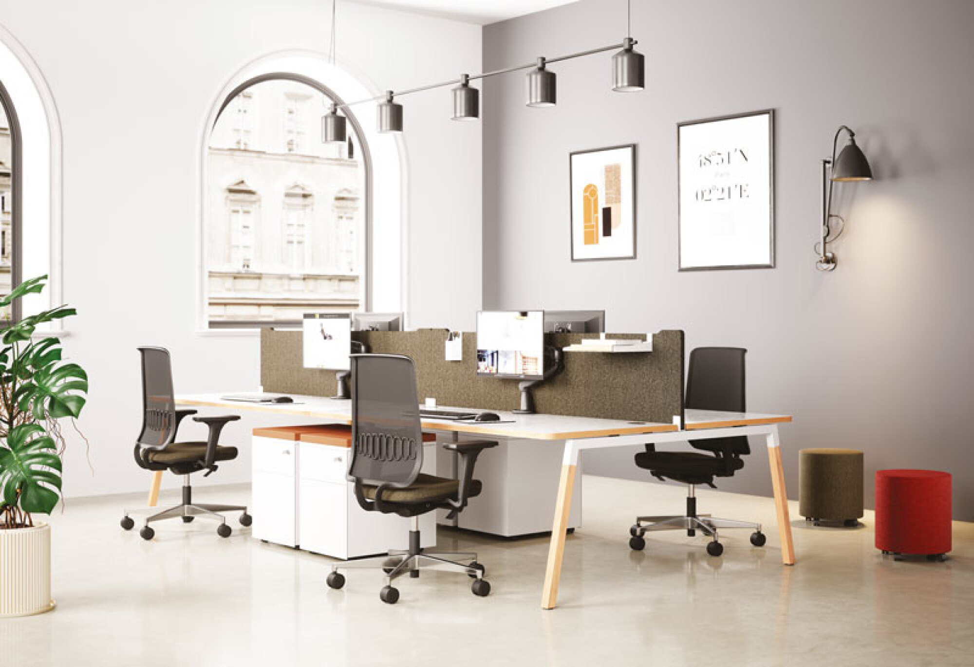 Panneaux écrans frontaux rectangulaires h60 cm finition tissu acoustique