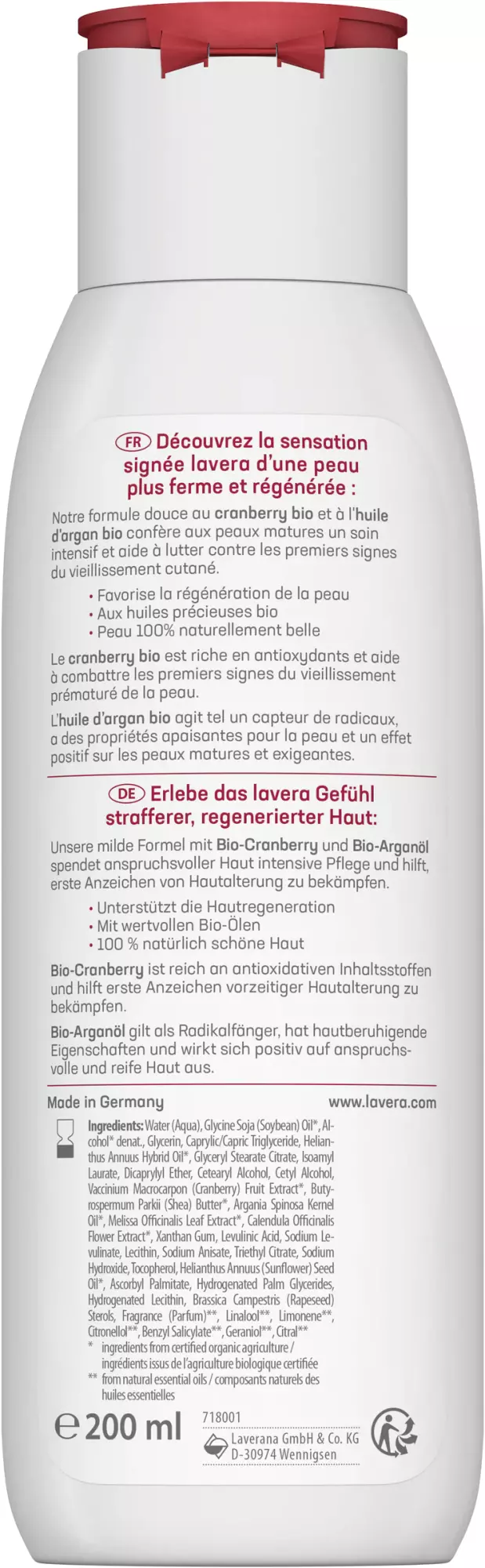 Lait Corps Régénérant Cranberry Huile d'Argan BIO