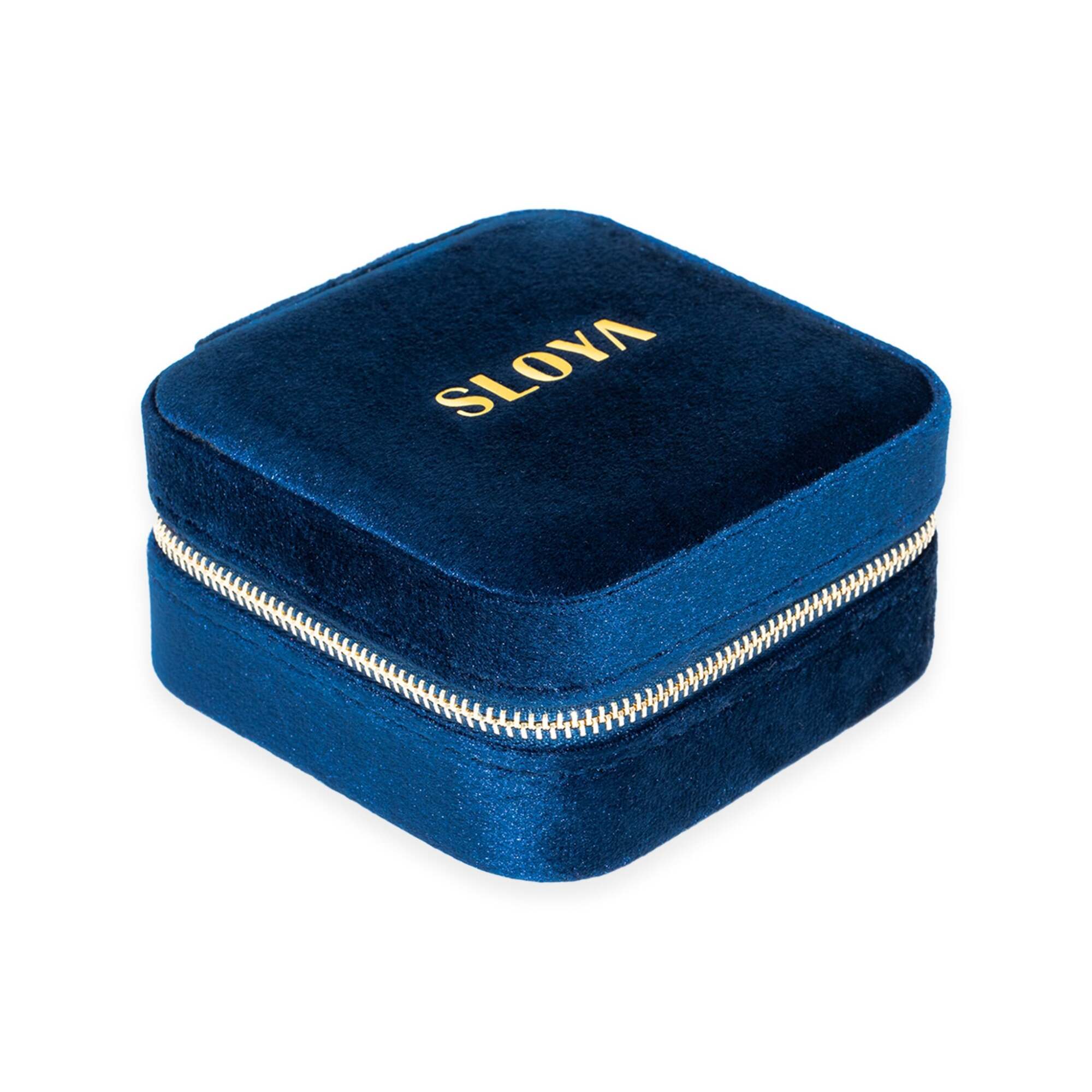 Boîte à bijoux velours bleu lapis-lazuli