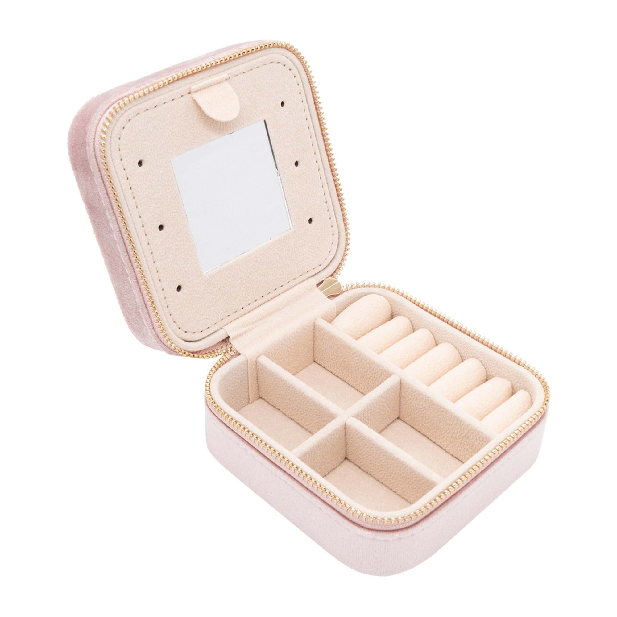 Boîte à bijoux velours rose pêche