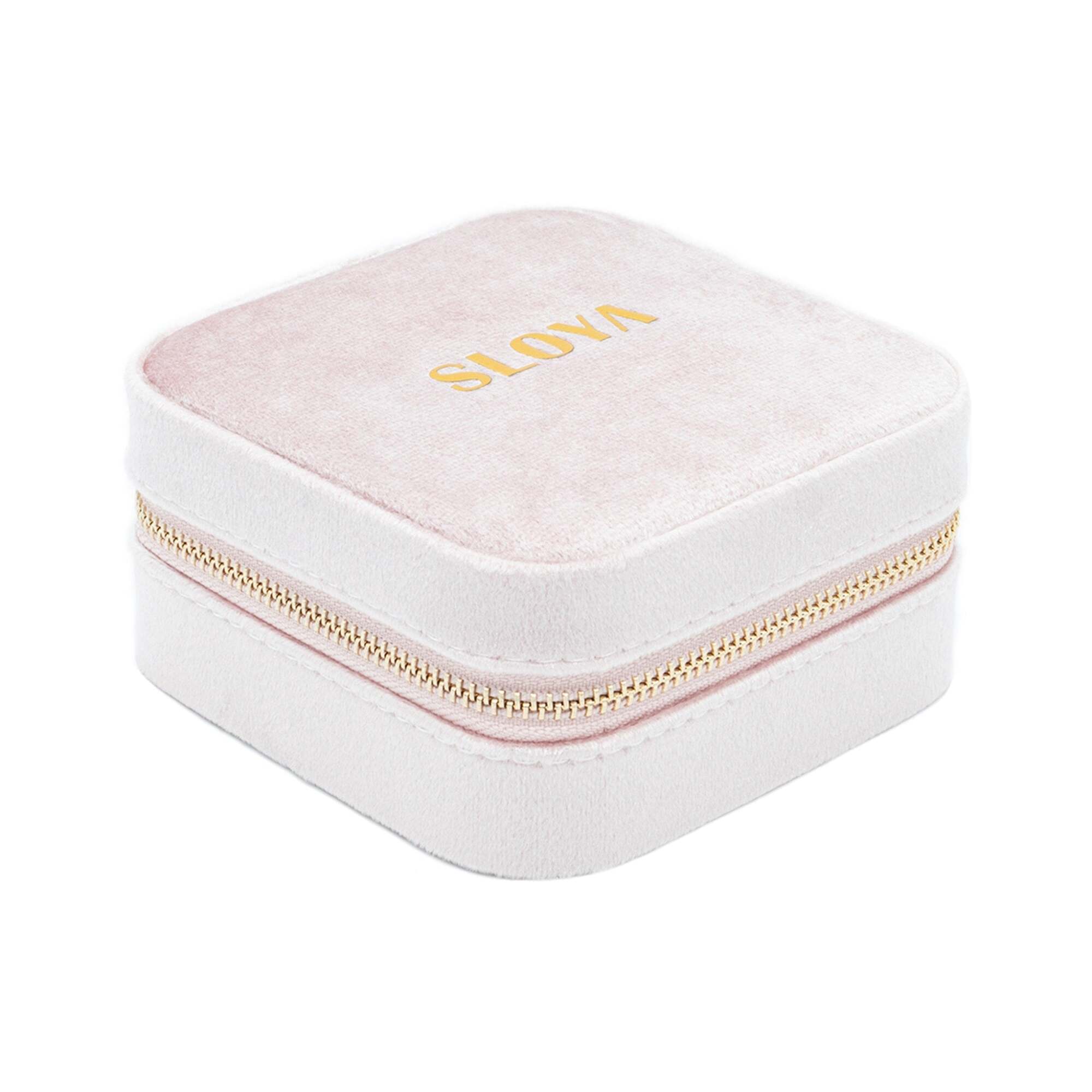 Boîte à bijoux velours rose pêche