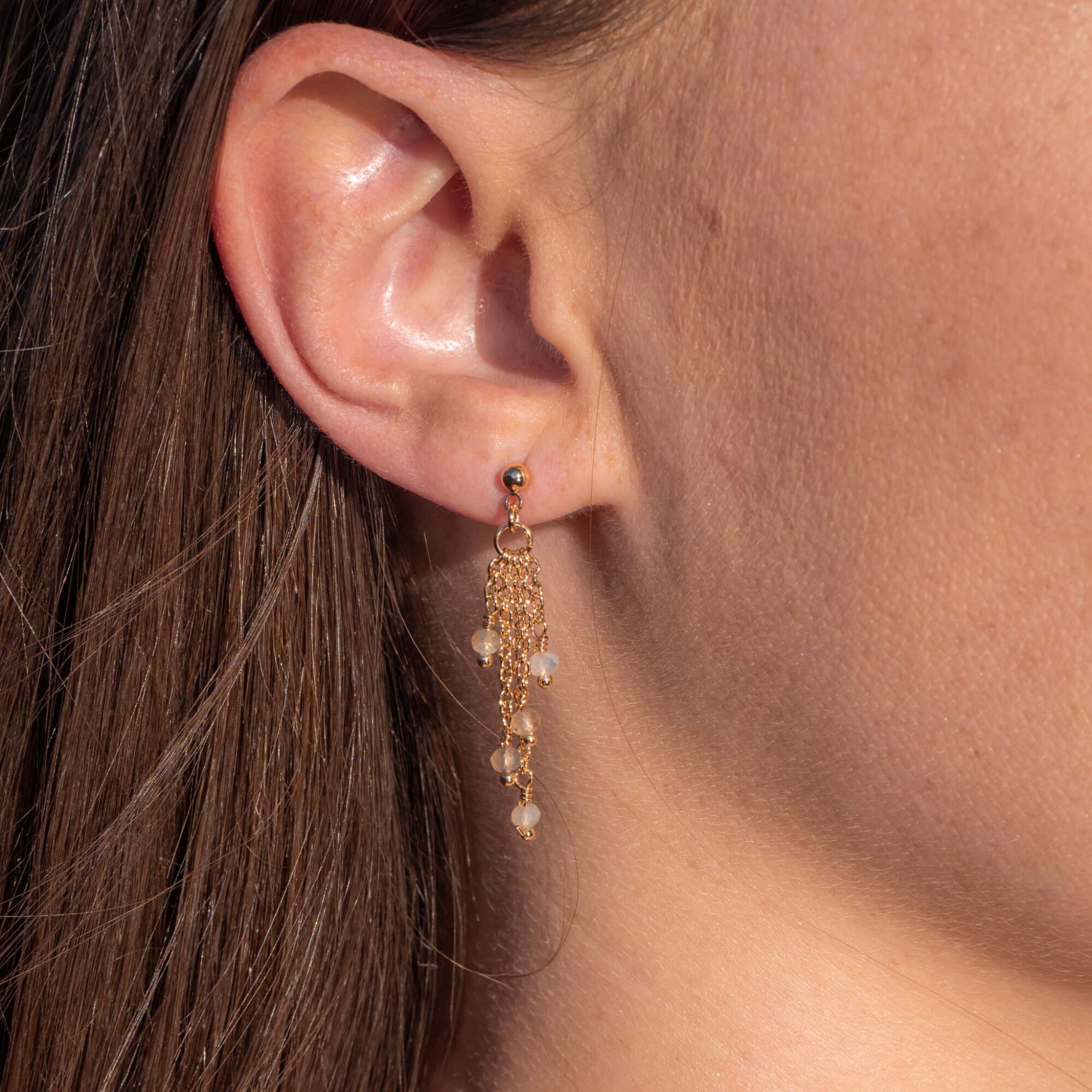 Boucles d'oreilles Bianca en pierres Agate Botswana