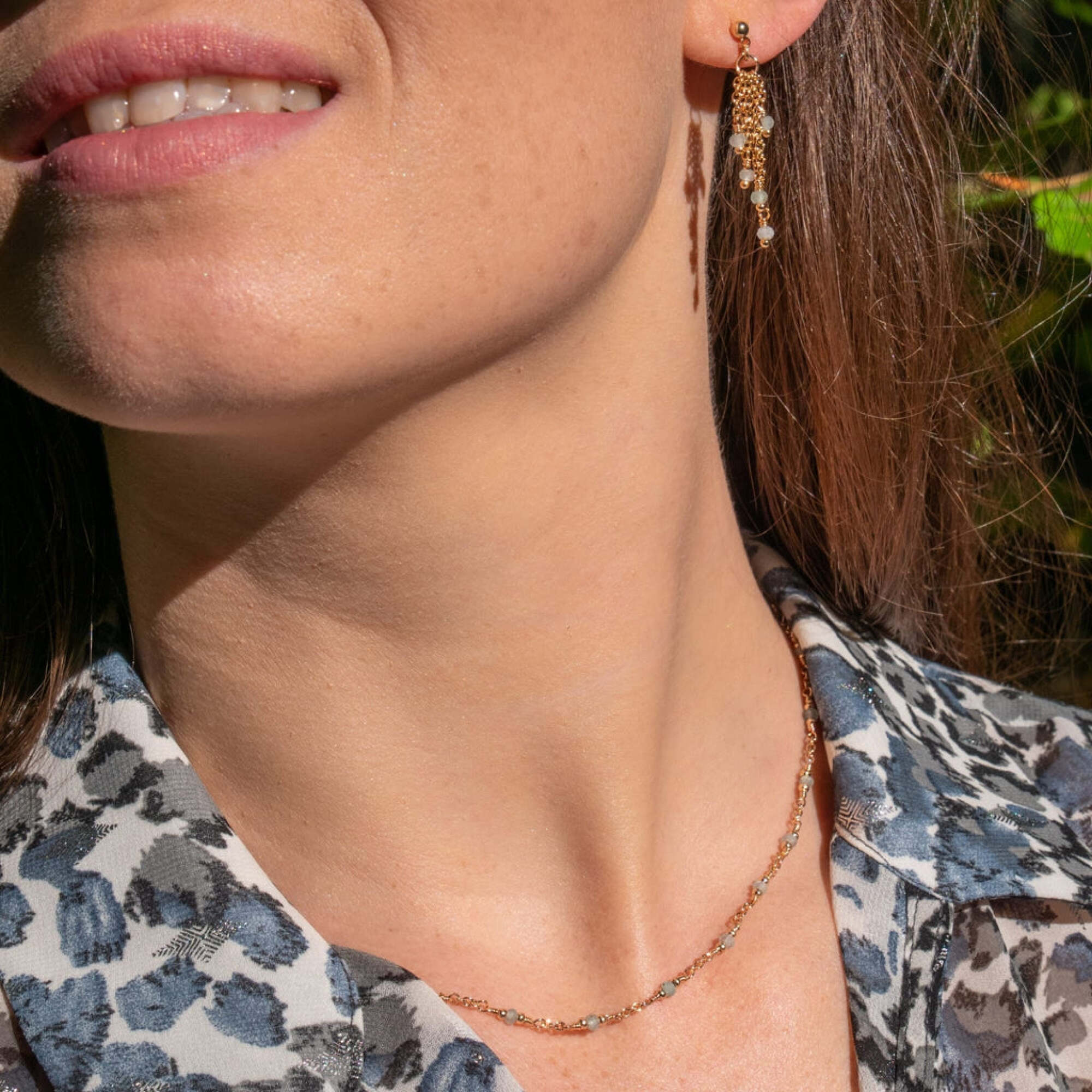 Boucles d'oreilles Bianca en pierres Apatite