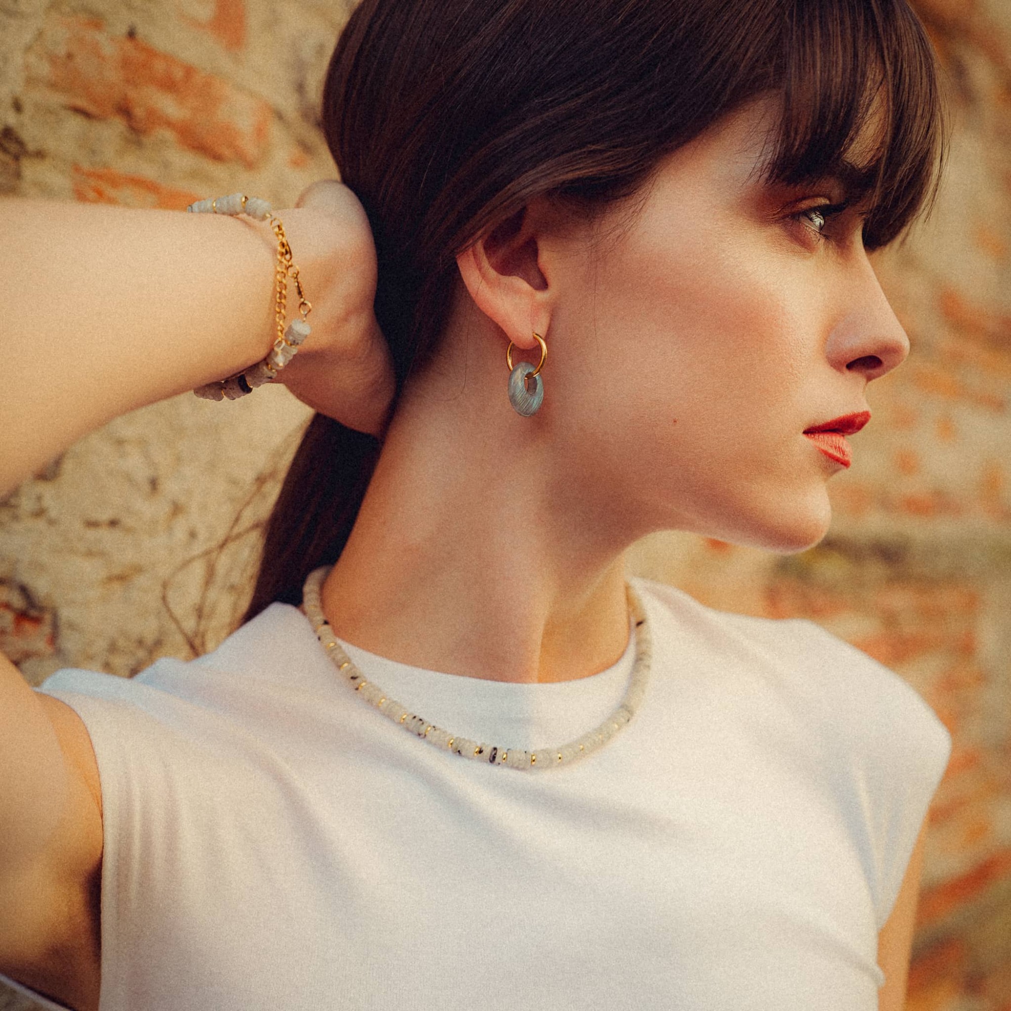 Boucles d'oreilles Blima en pierres Labradorite