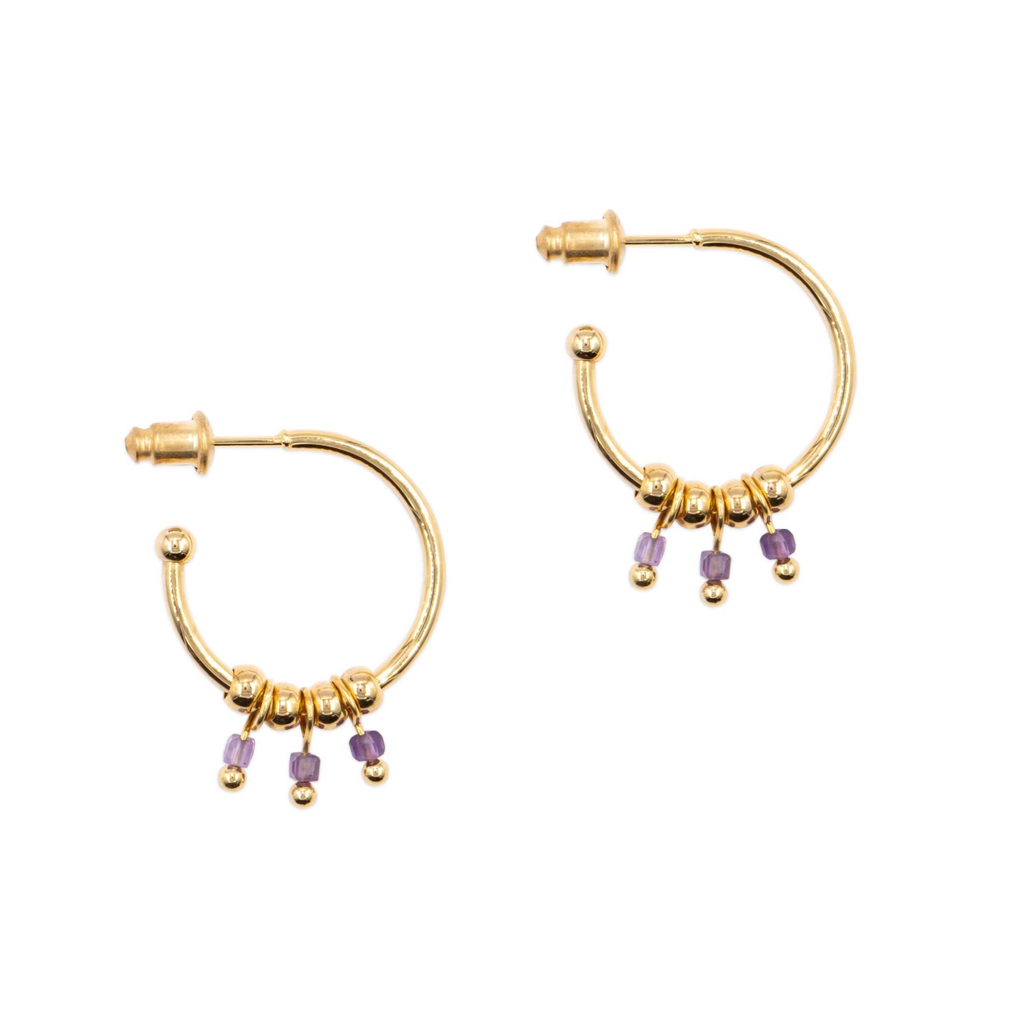 Boucles d'oreilles Karia en pierres Améthyste