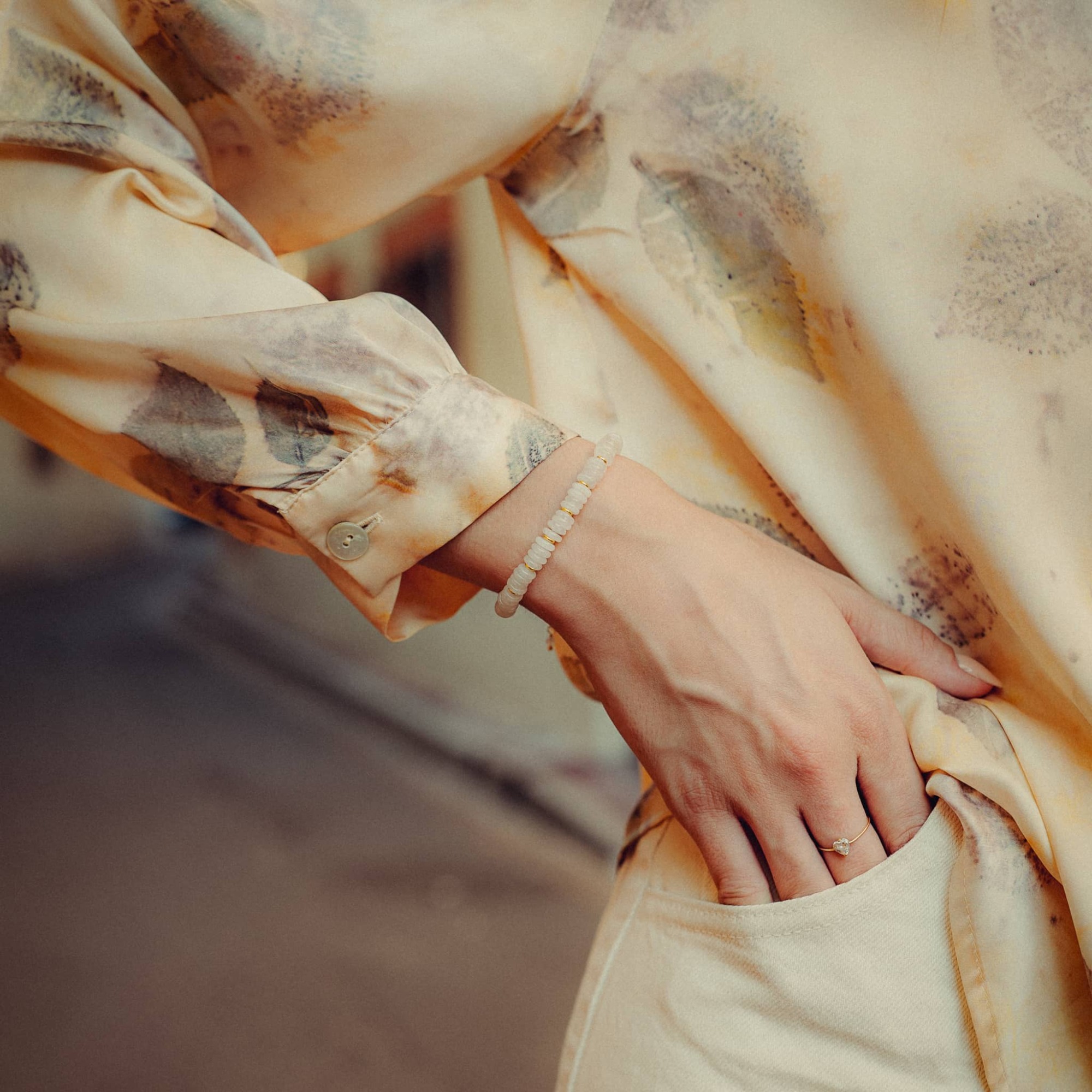 Bracelet Blima en pierres Jade blanc