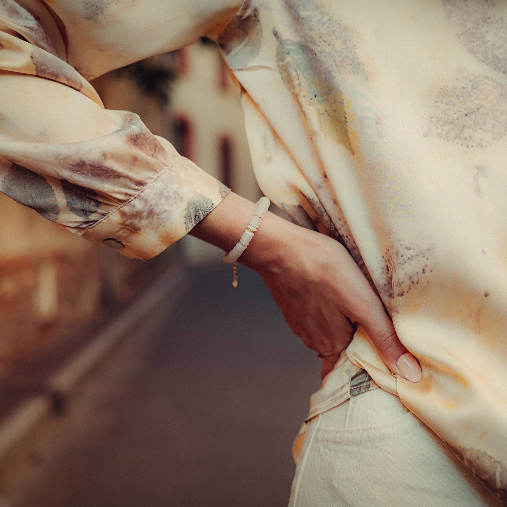 Bracelet Blima en pierres Jade blanc