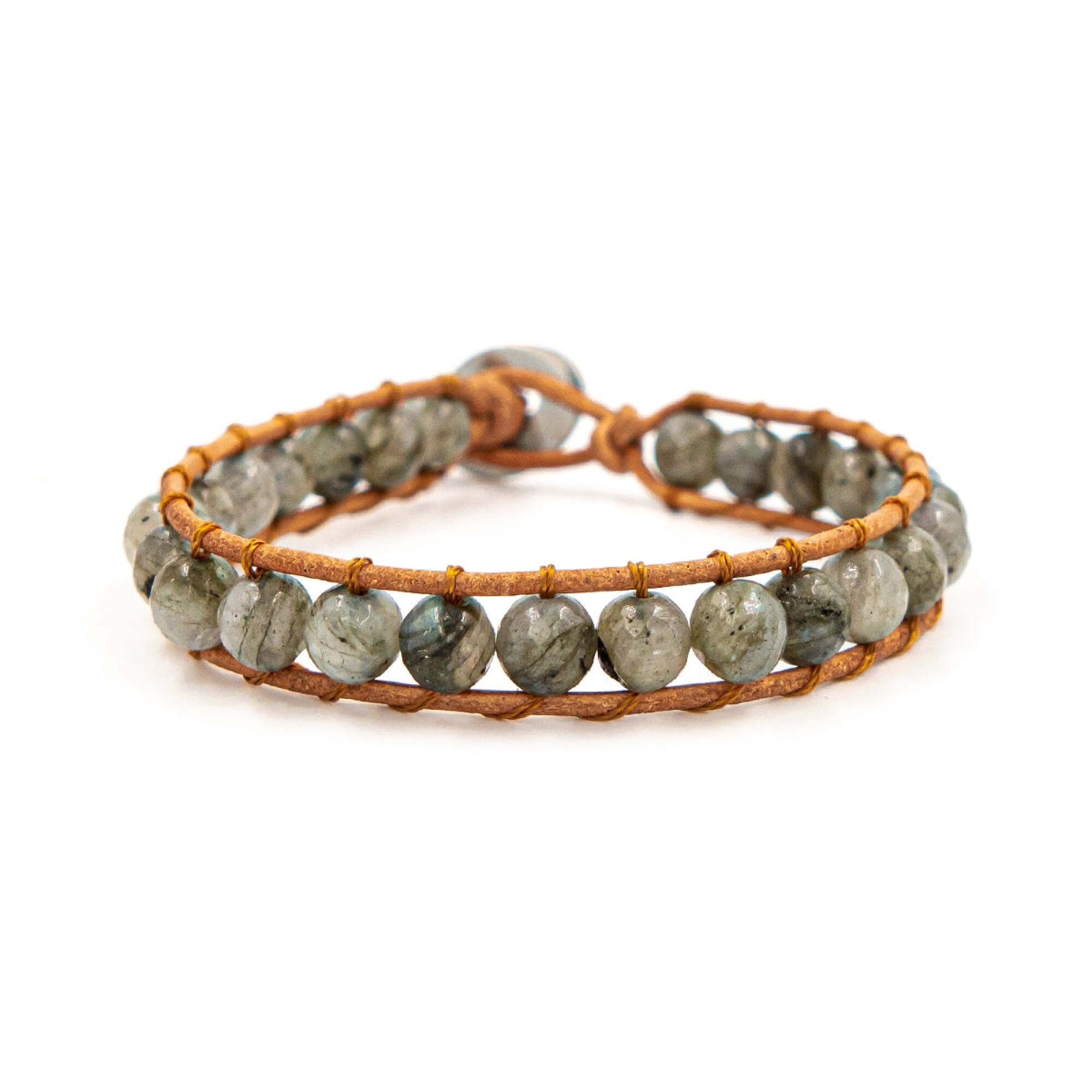 Bracelet Facelia en pierres Labradorite et cuir véritable