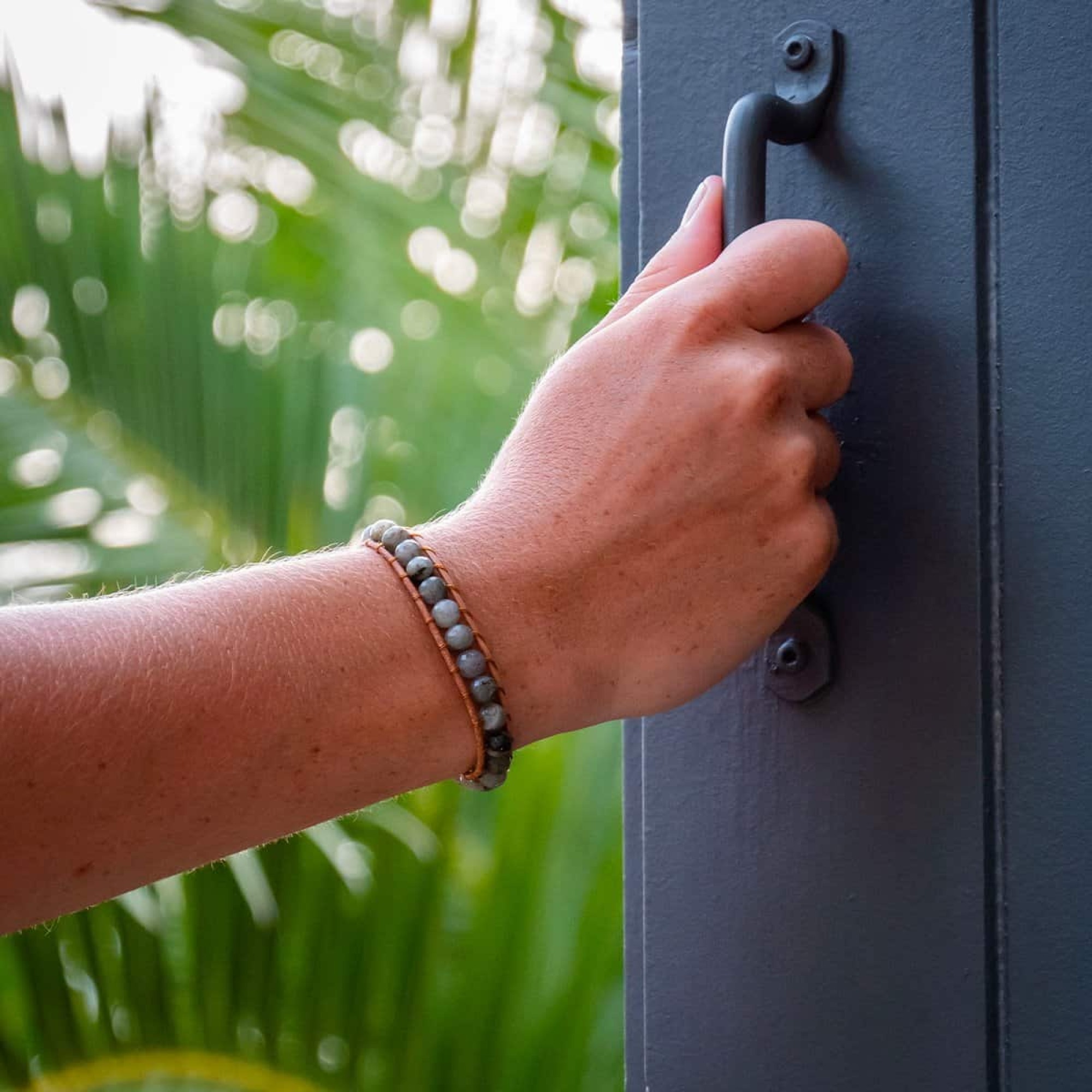 Bracelet Facelia en pierres Labradorite et cuir véritable