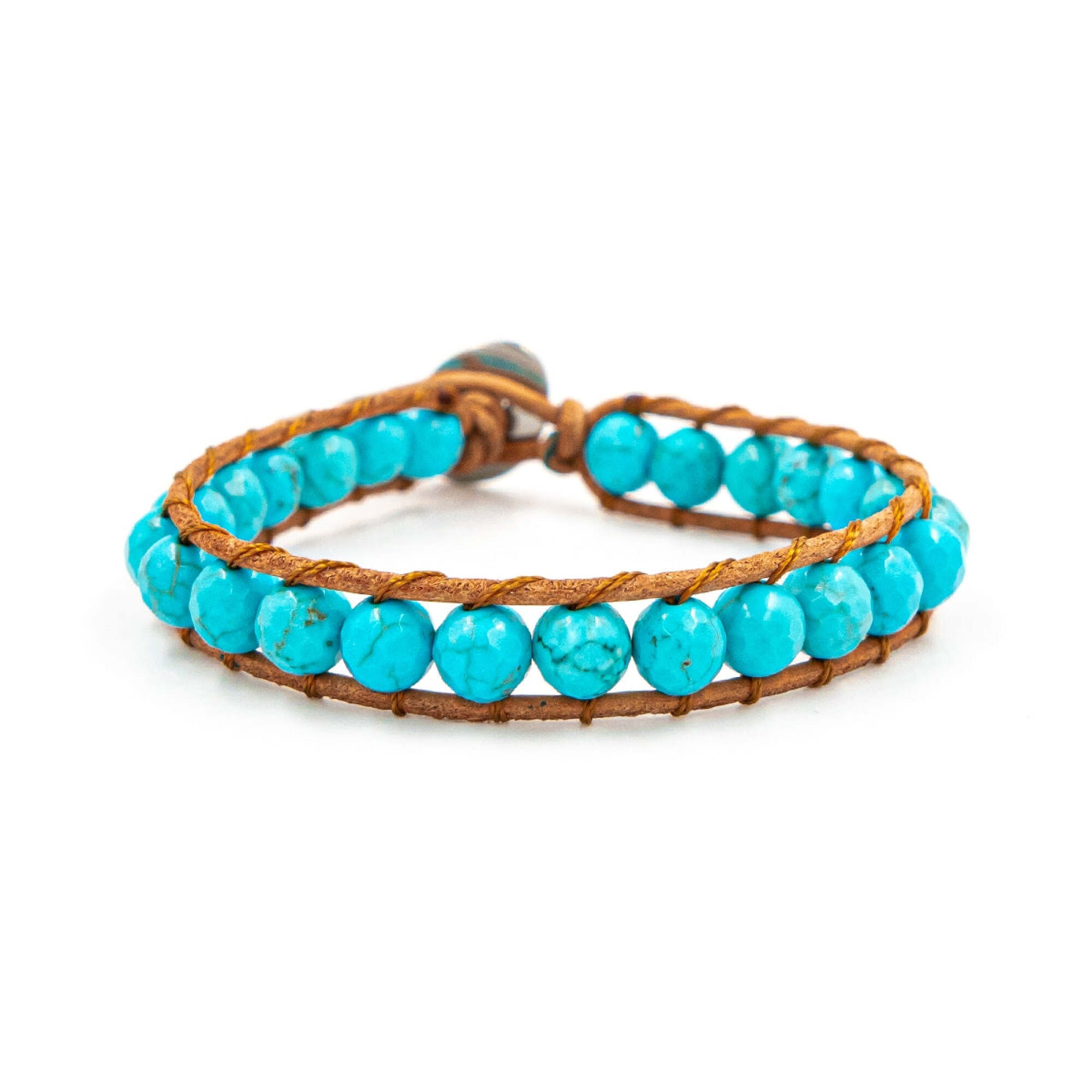 Bracelet Facelia en pierres Turquoise et cuir véritable