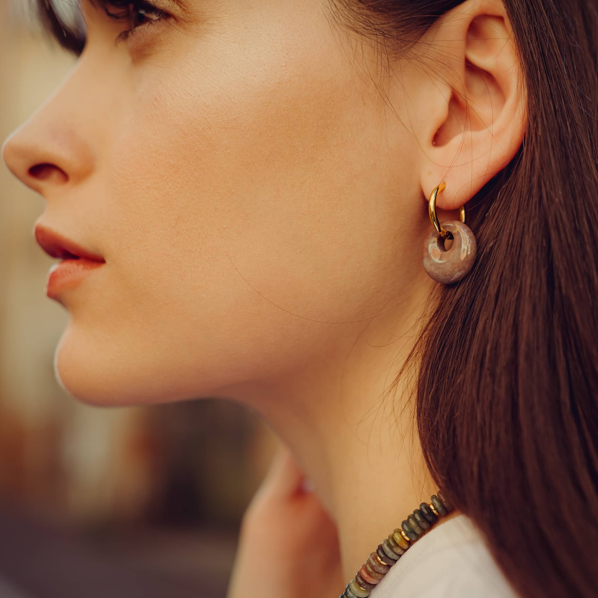 Collier, bracelet et boucles d'oreilles Blima en pierres Agate Indienne