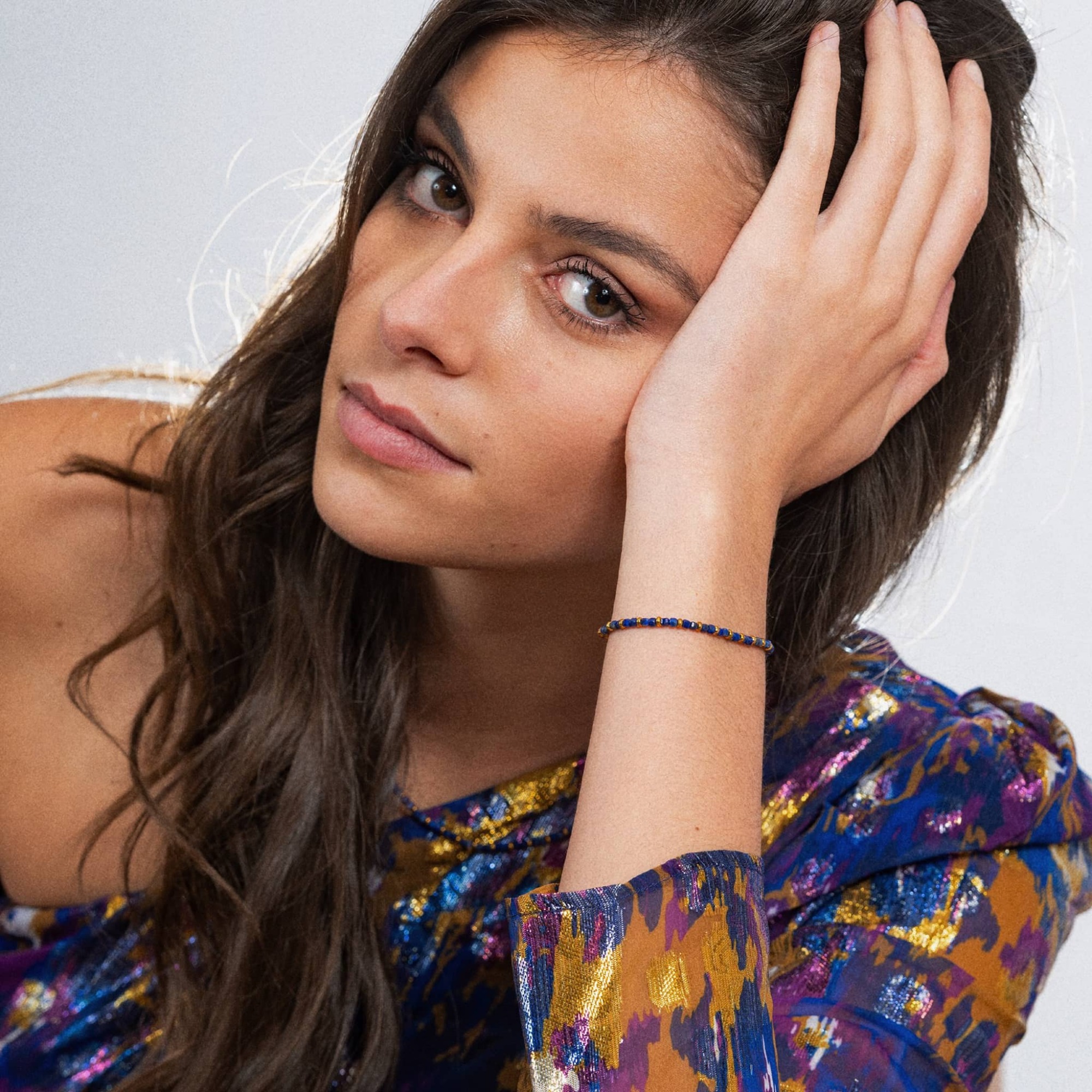 Collier, bracelet et boucles d'oreilles Karia en pierres Lapis-lazuli