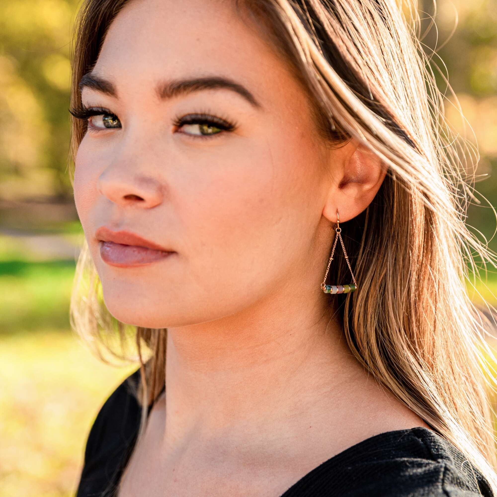 Collier, bracelet et boucles d'oreilles Piana en pierres Agate Aquatique