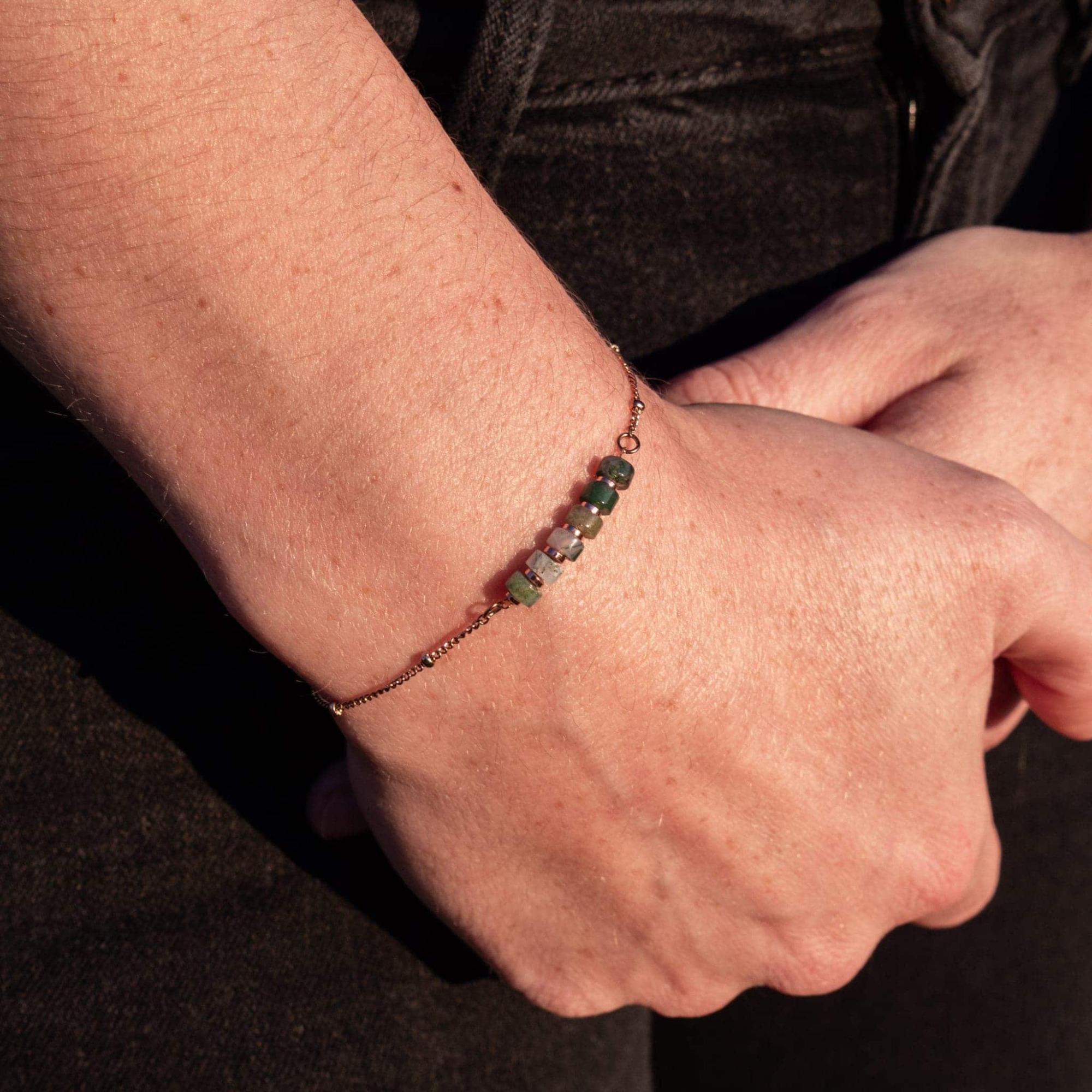 Collier, bracelet et boucles d'oreilles Piana en pierres Agate Aquatique