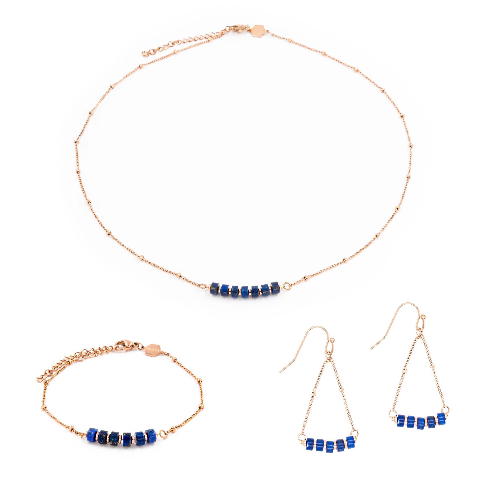 Collier, bracelet et boucles d'oreilles Piana en pierres Lapis-lazuli