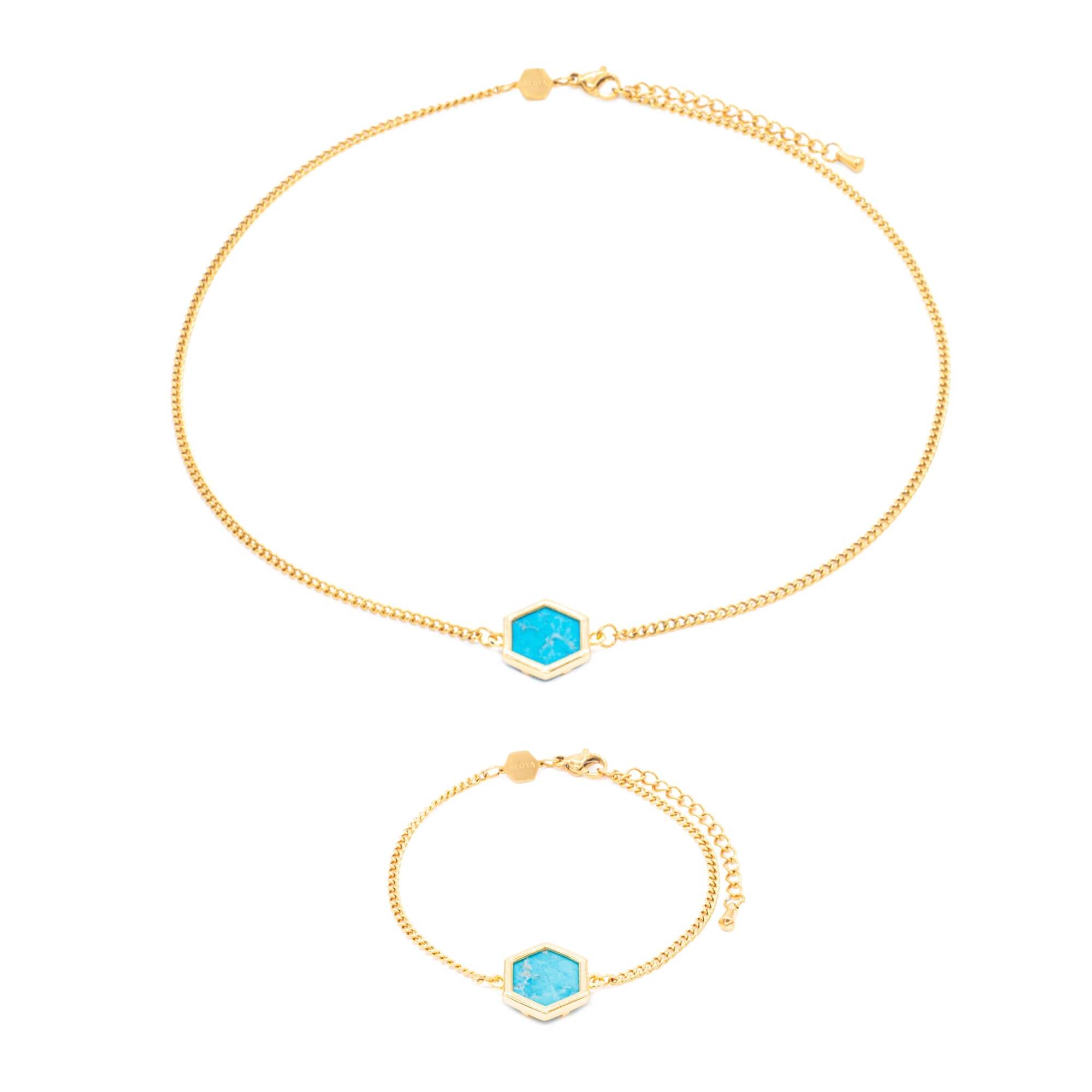 Collier et bracelet Hexalia en pierres Turquoise