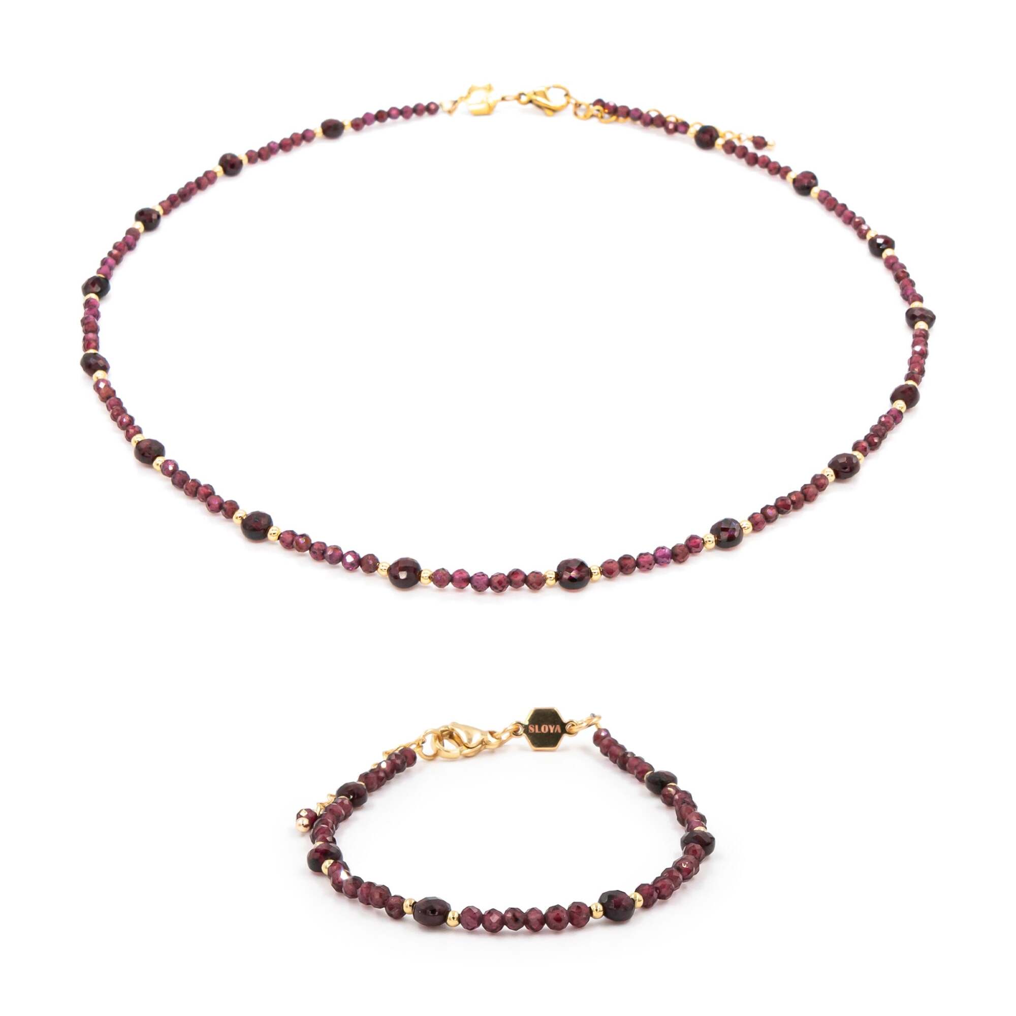 Collier et bracelet Paloma en pierres Grenat