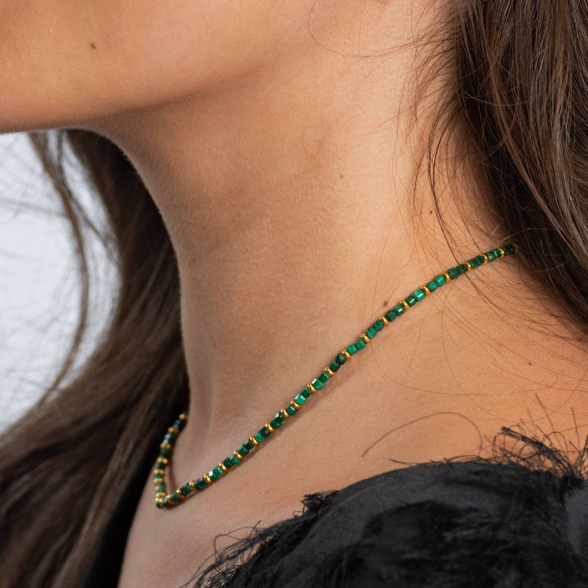 Collier Karia en pierres Malachite