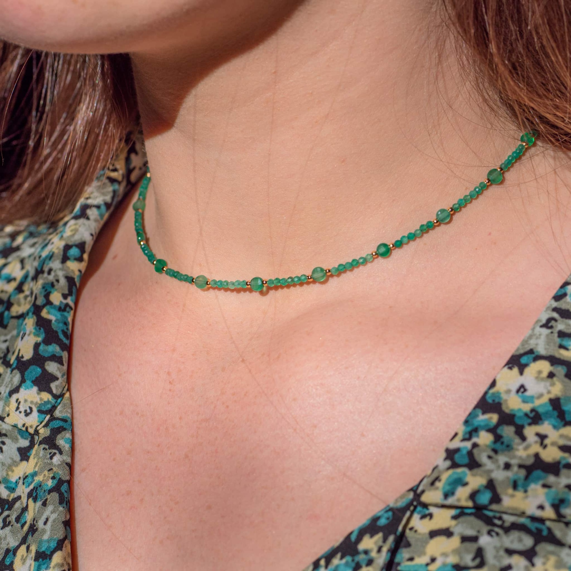 Collier Paloma en pierres Agate Verte