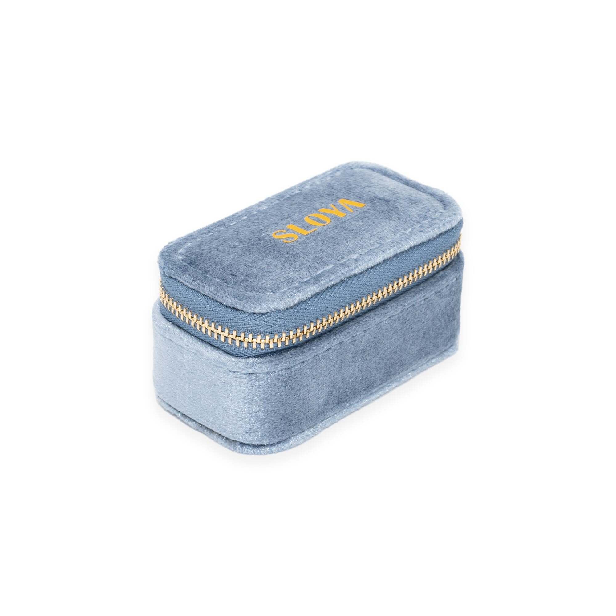 Mini boîte à bijoux velours bleu horizon