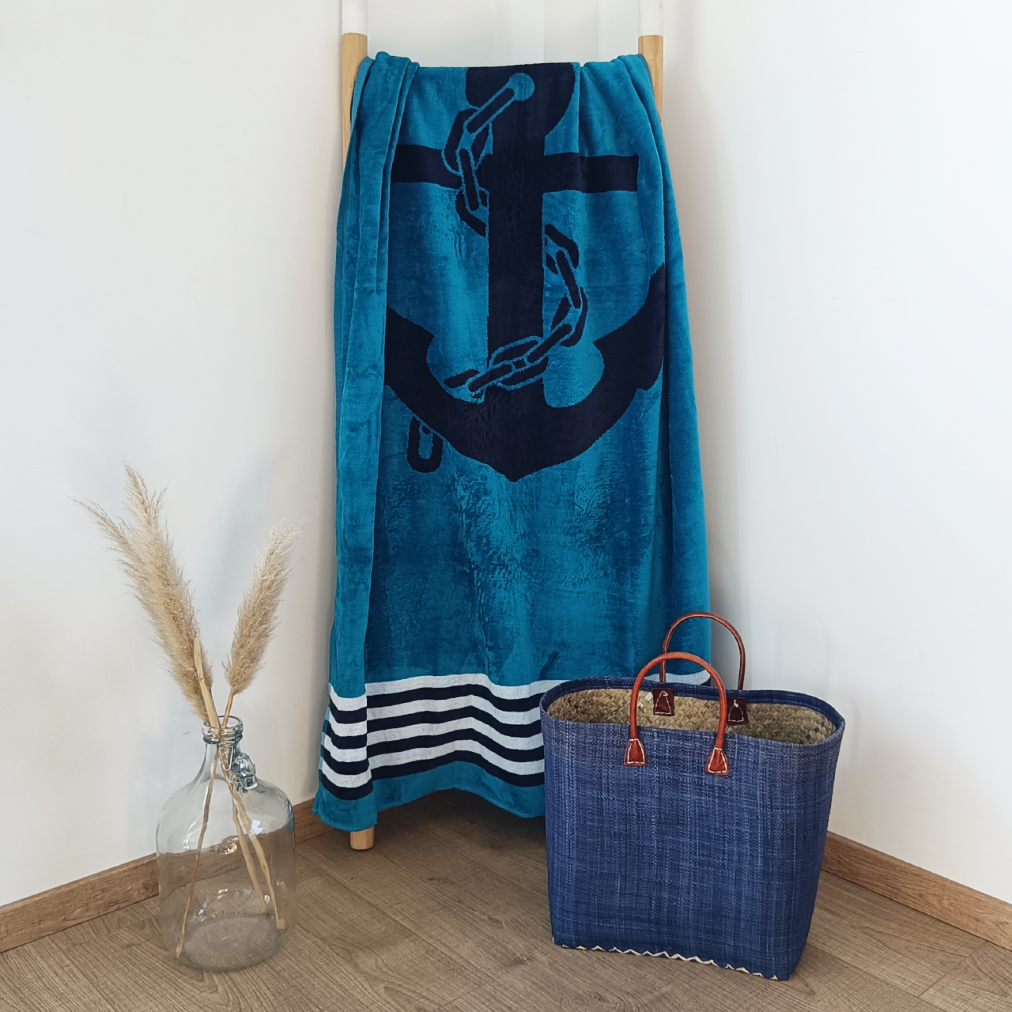 Serviette de plage éponge velours Jacquard Atlantic 95x175 440g/m²