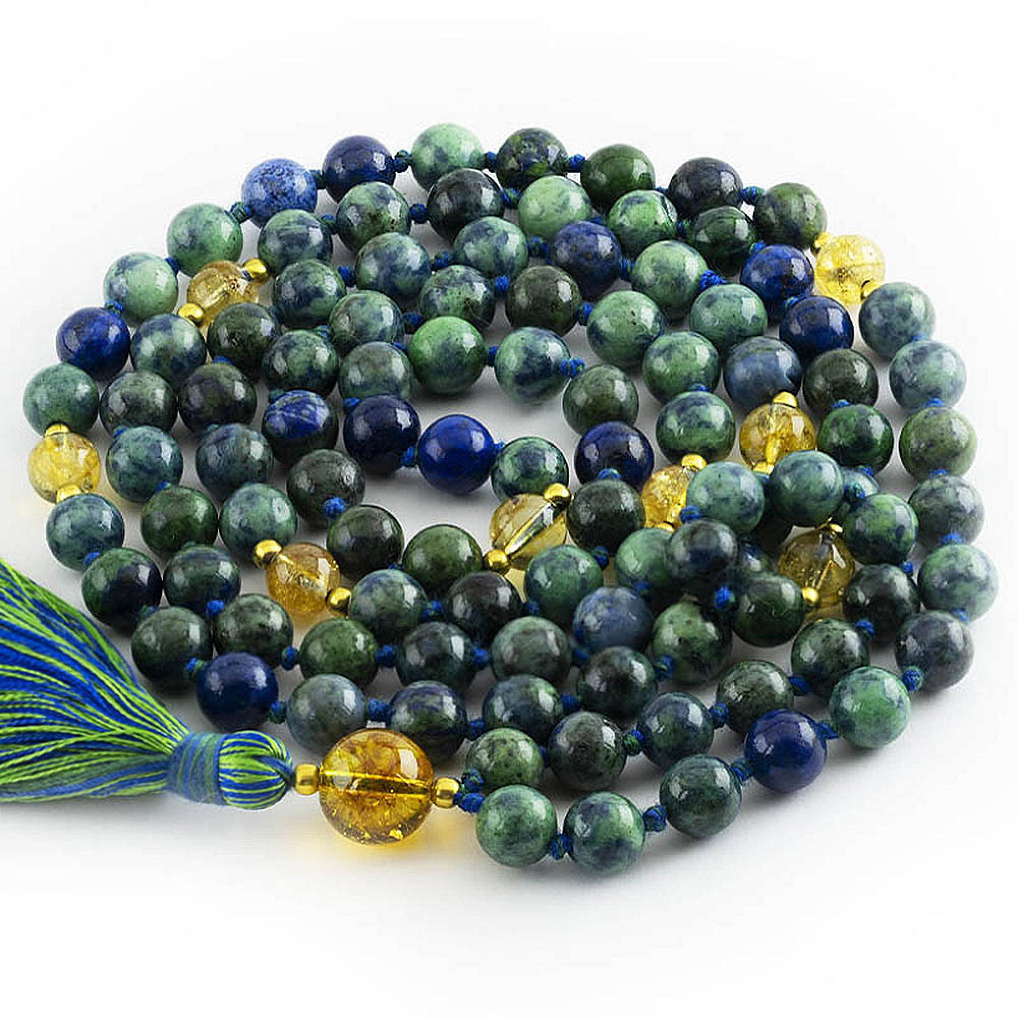 Collier Mala Chrysocolle Citrine 8 mm
