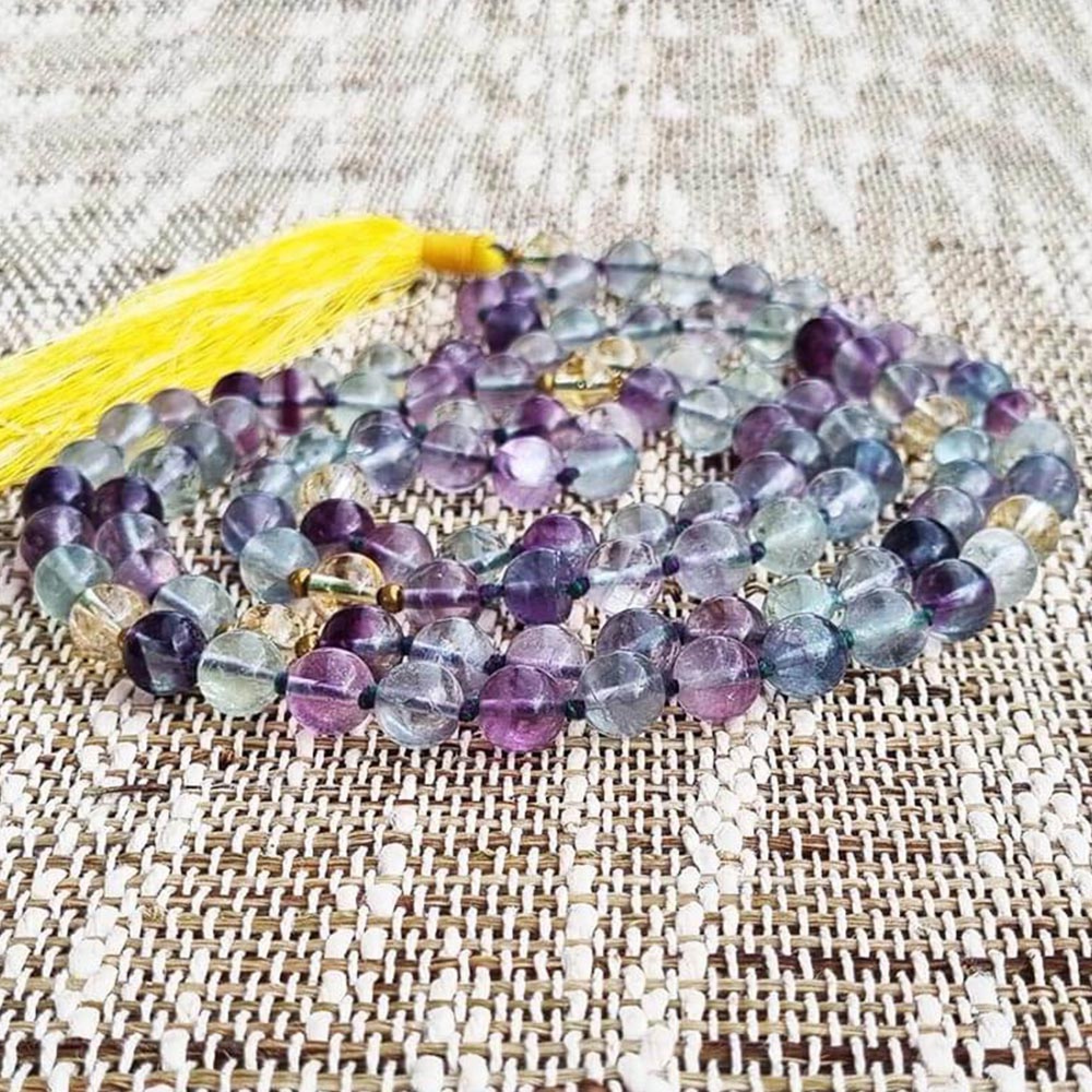 Collier mala yoga méditation Fluorite AA