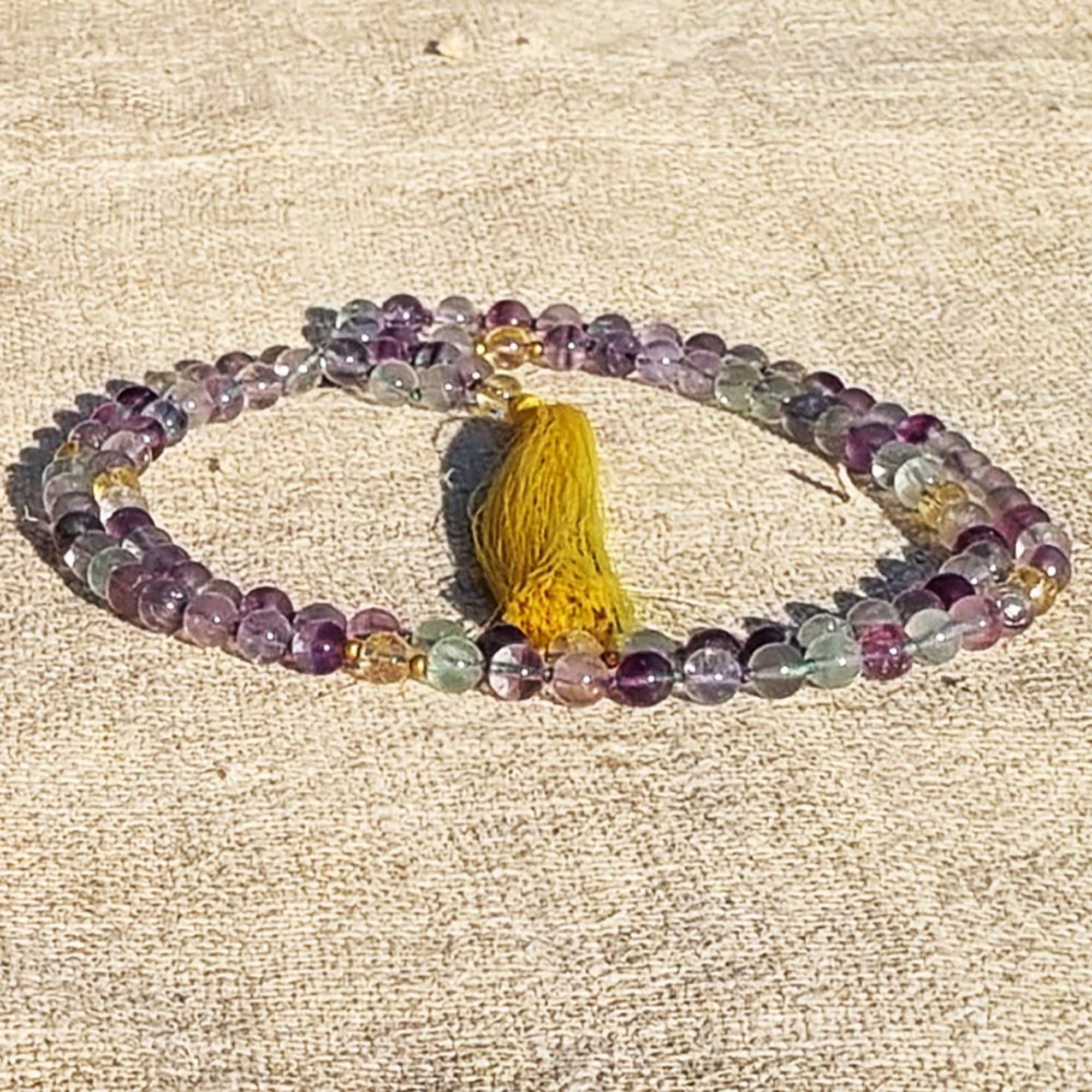 Collier mala yoga méditation Fluorite AA