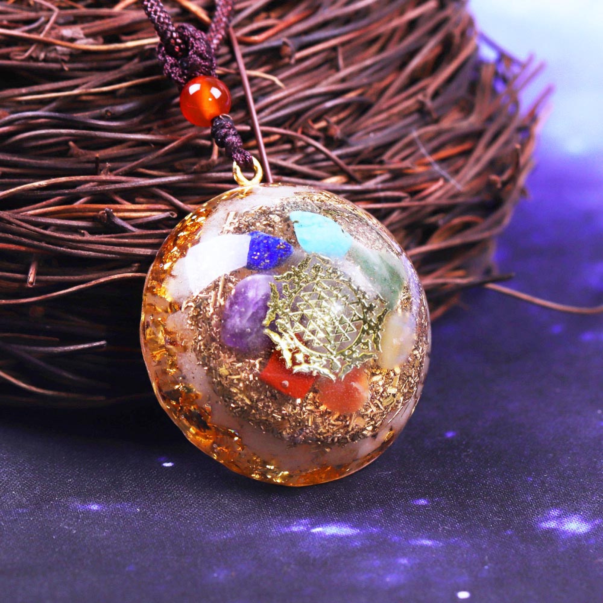 Collier Orgone yoga méditation 7 chakras